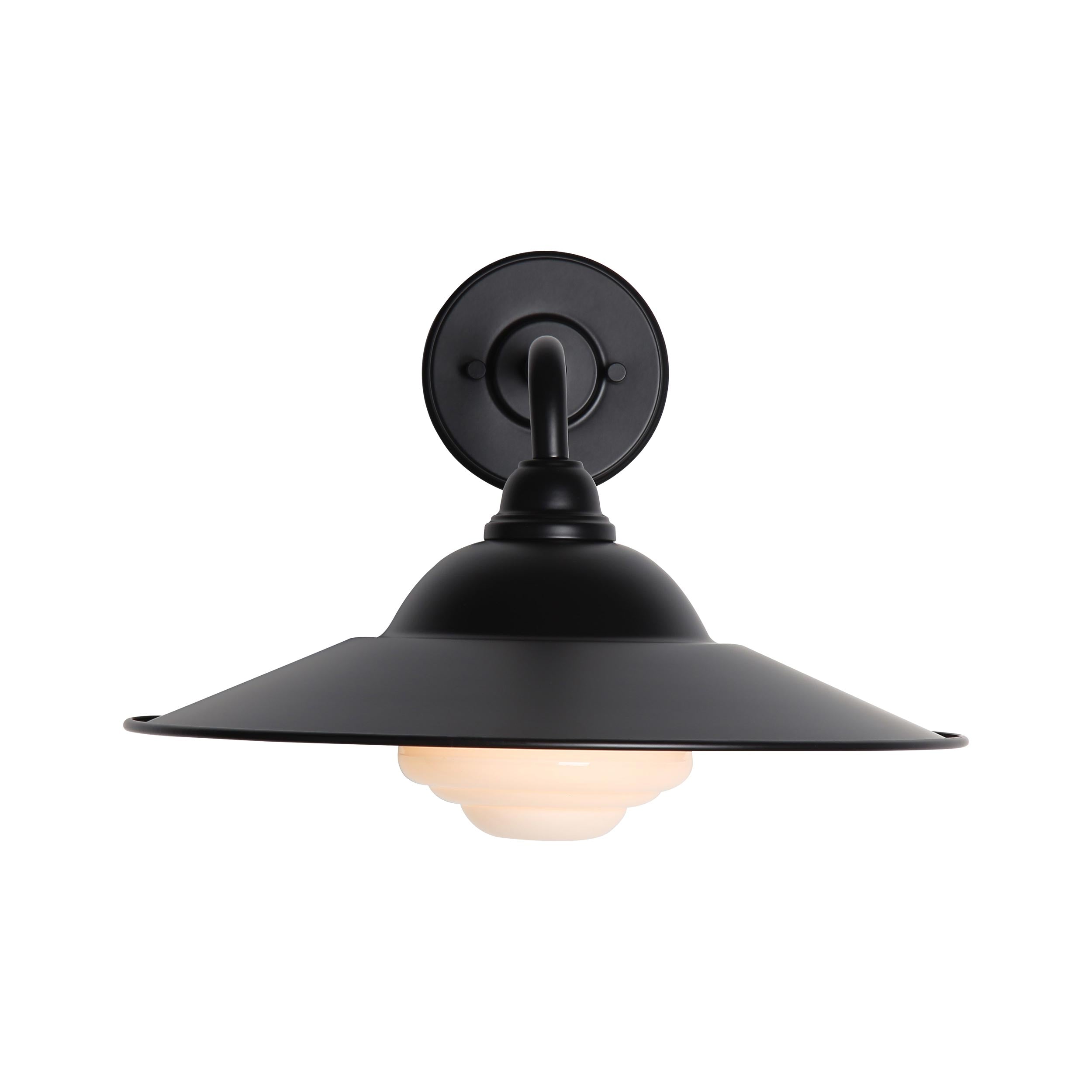Yep by Golden Lighting Croma 1-light Wall Sconce in Matte Black shade and White Bell Glass - - Golden Lighting