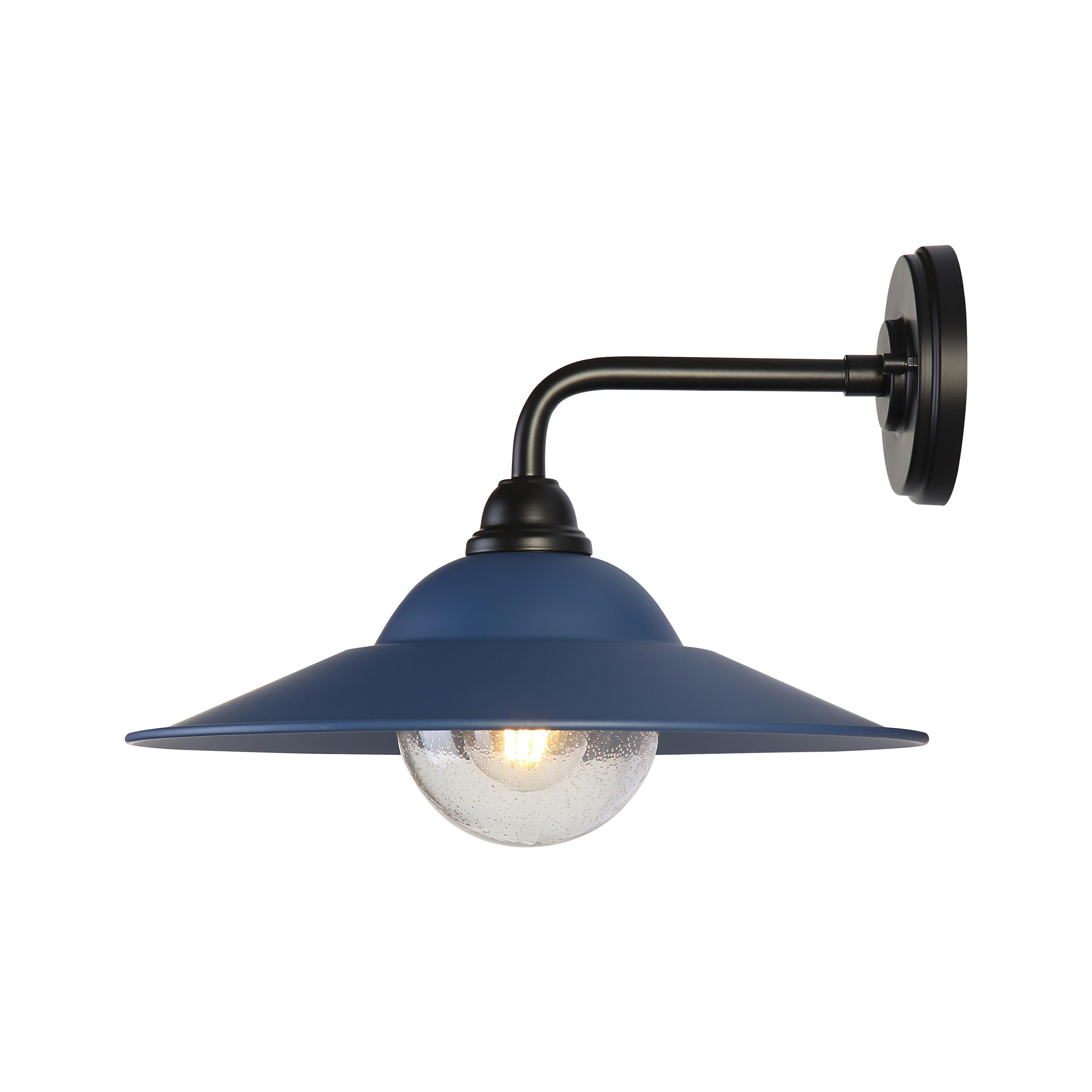 Yep by Golden Lighting Croma 1-light Wall Sconce in Matte Blue shade and Seeded Glass Ball - - Golden Lighting