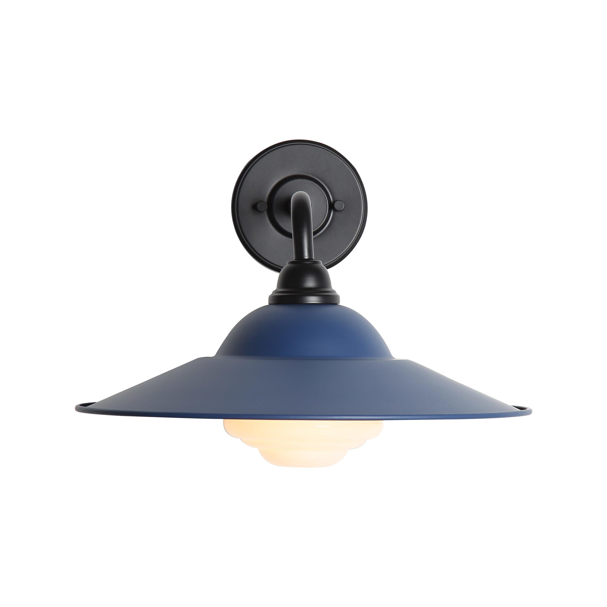 Yep by Golden Lighting Croma 1-light Wall Sconce in Matte Blue shade and White Bell Glass - - Golden Lighting