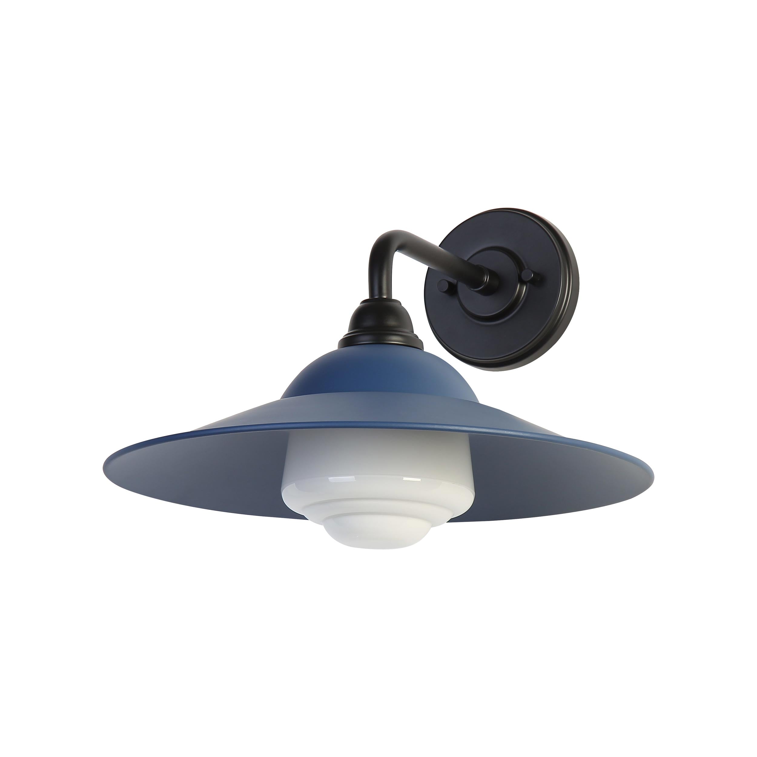 Yep by Golden Lighting Croma 1-light Wall Sconce in Matte Blue shade and White Bell Glass - - Golden Lighting