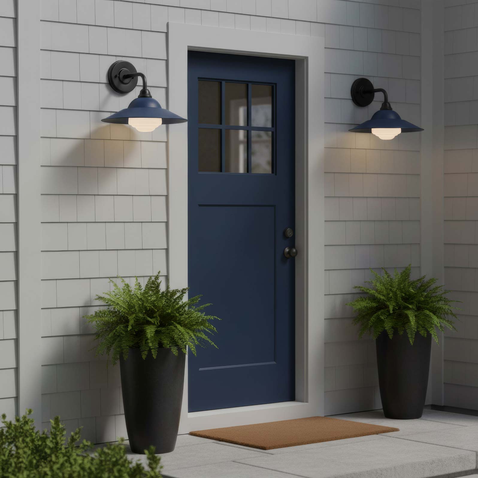 Yep by Golden Lighting Croma 1-light Wall Sconce in Matte Blue shade and White Bell Glass - - Golden Lighting