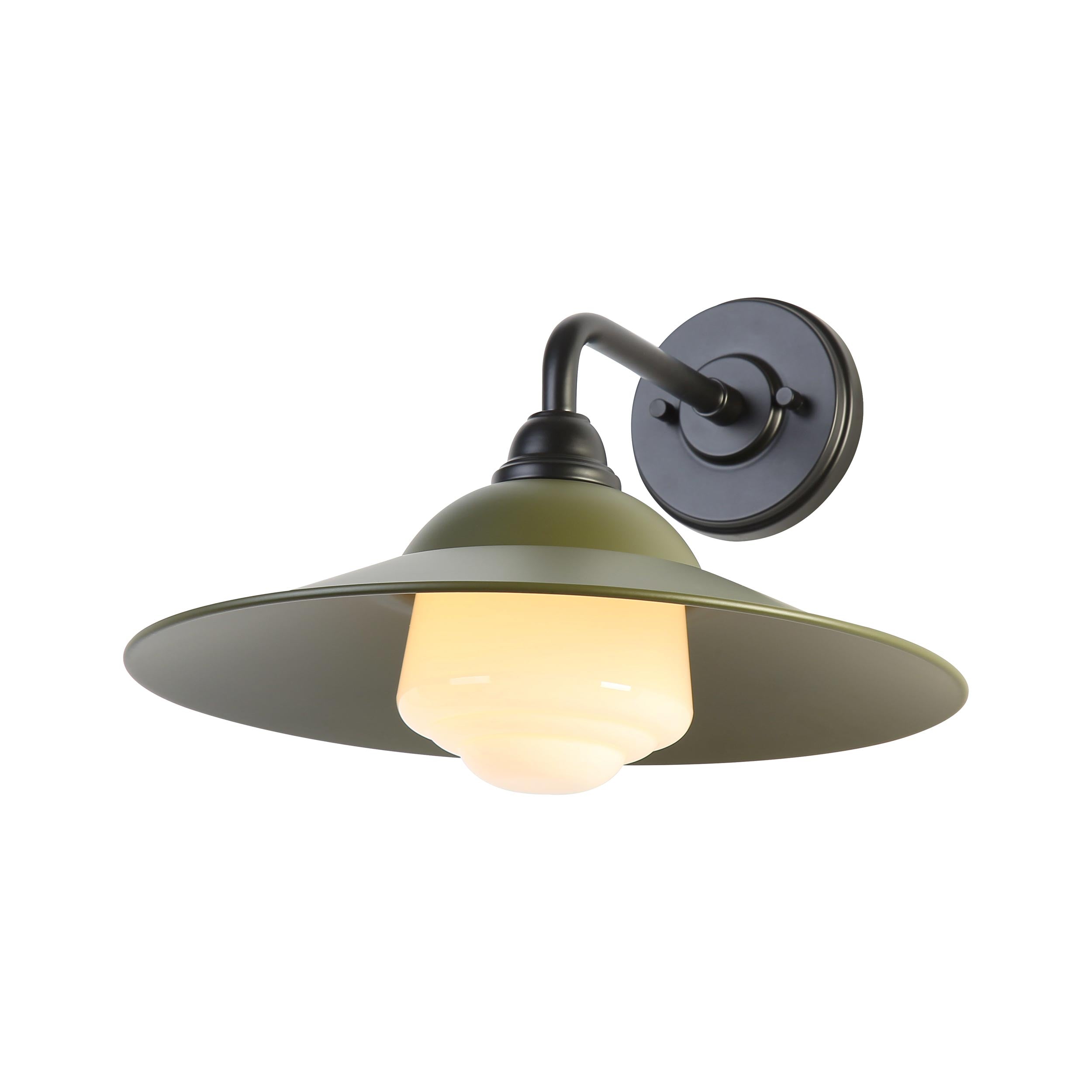 Yep by Golden Lighting Croma 1-light Wall Sconce in Matte Pine shade and White Bell Glass - - Golden Lighting