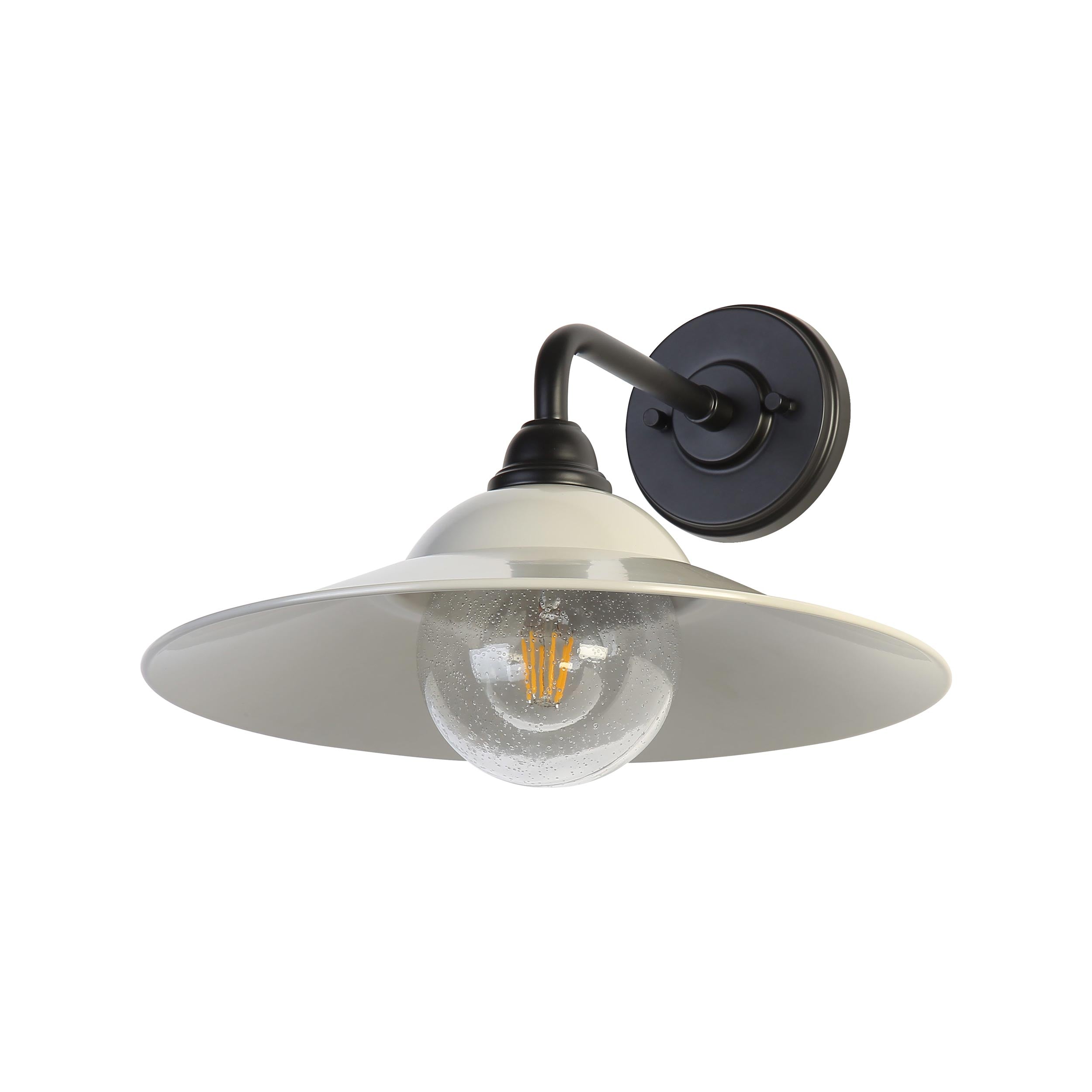 Yep by Golden Lighting Croma 1-light Wall Sconce in Warm Gray shade and Seeded Glass Ball - - Golden Lighting