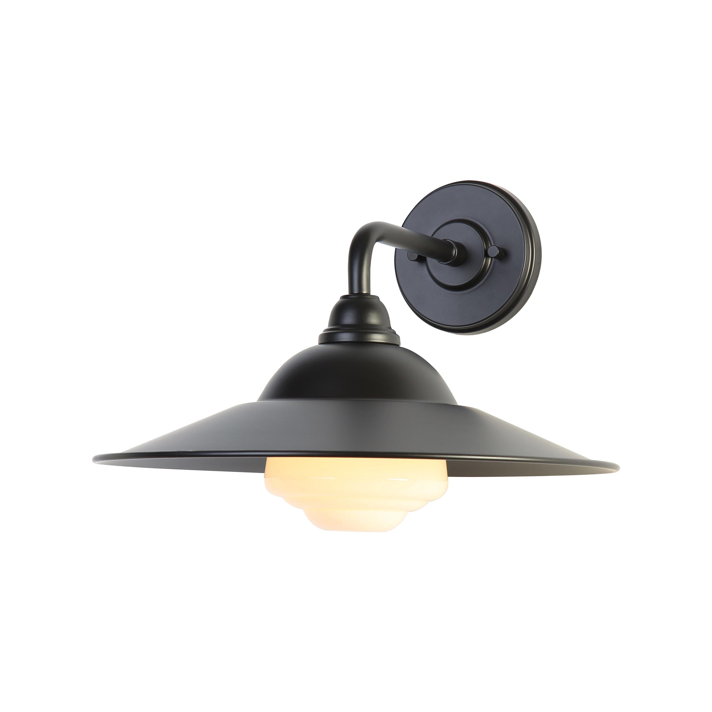 Yep by Golden Lighting Croma 1-light Wall Sconce in Matte Black shade and White Bell Glass - Default Title - Golden Lighting