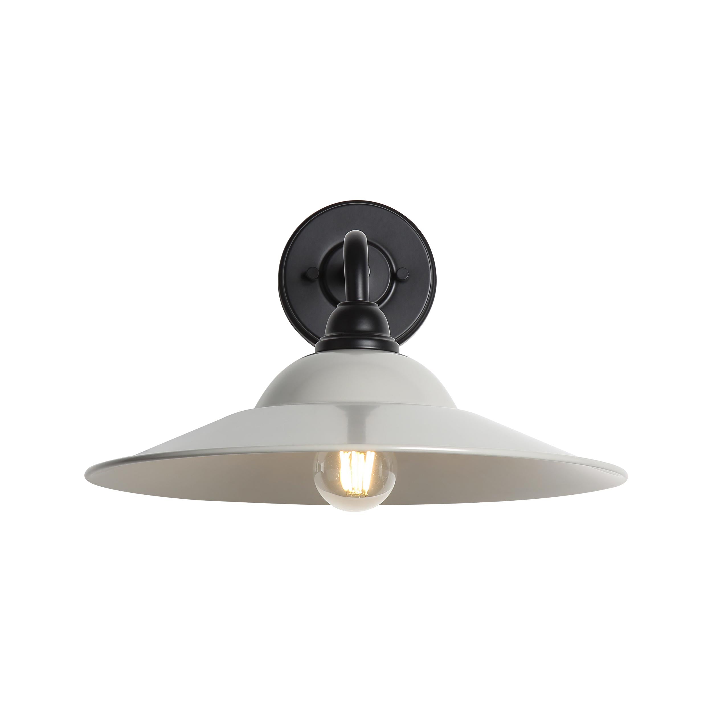 Croma 15" Wall Sconce - Outdoor in Matte Black with Matte Gray Shade - Default Title - Golden Lighting
