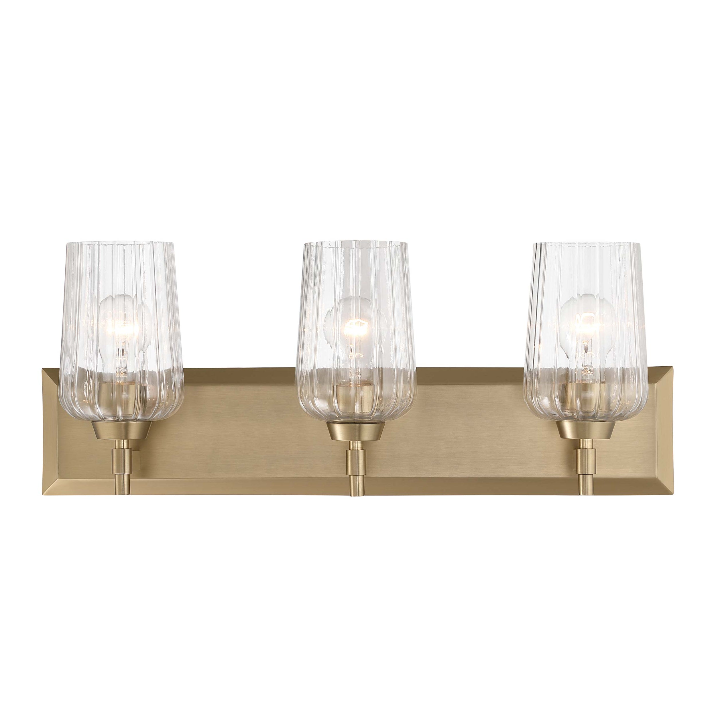 Brilia 3-light Vanity in Brushed Champagne Brass with Fluted Glass - - Golden Lighting