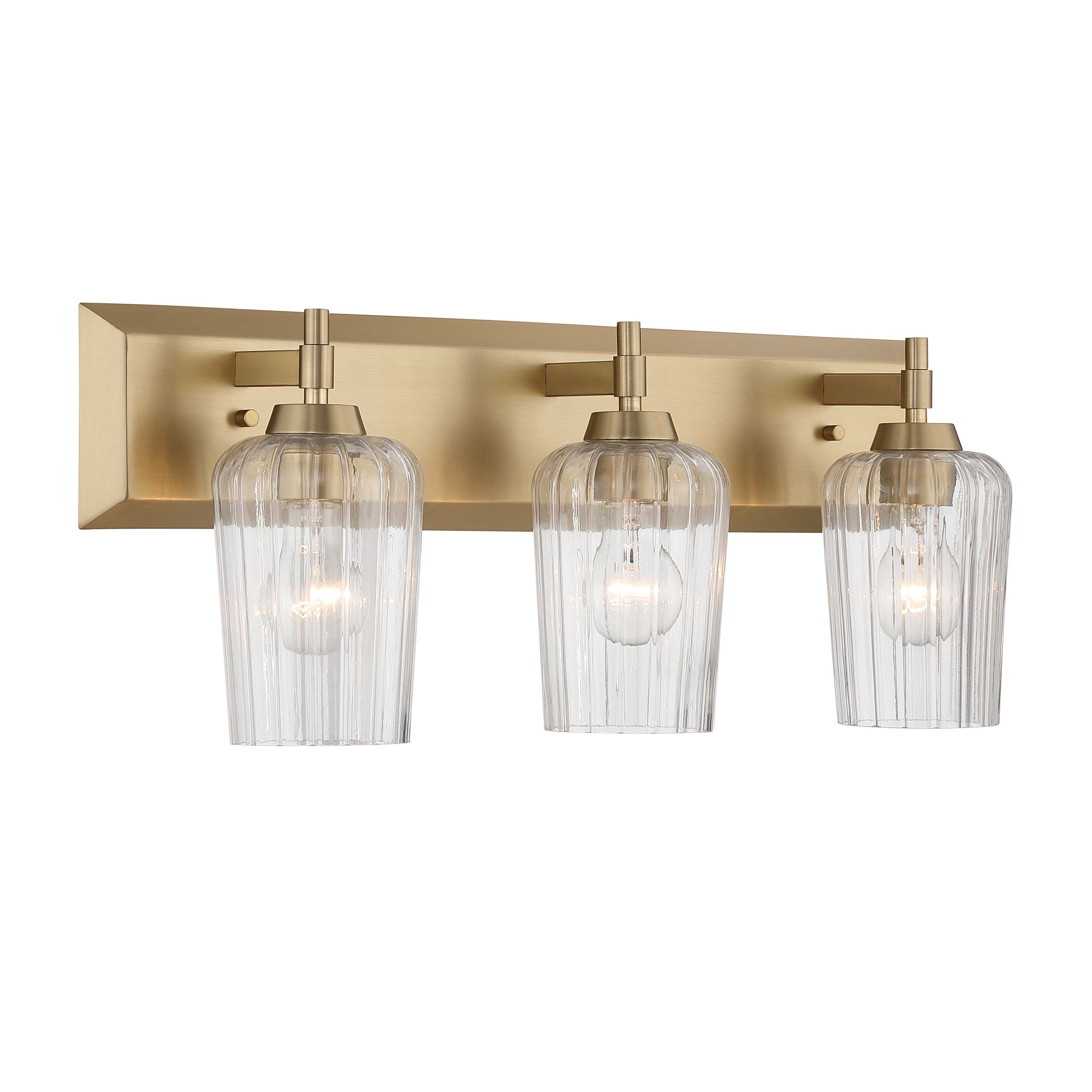 Brilia 3-light Vanity in Brushed Champagne Brass with Fluted Glass - - Golden Lighting