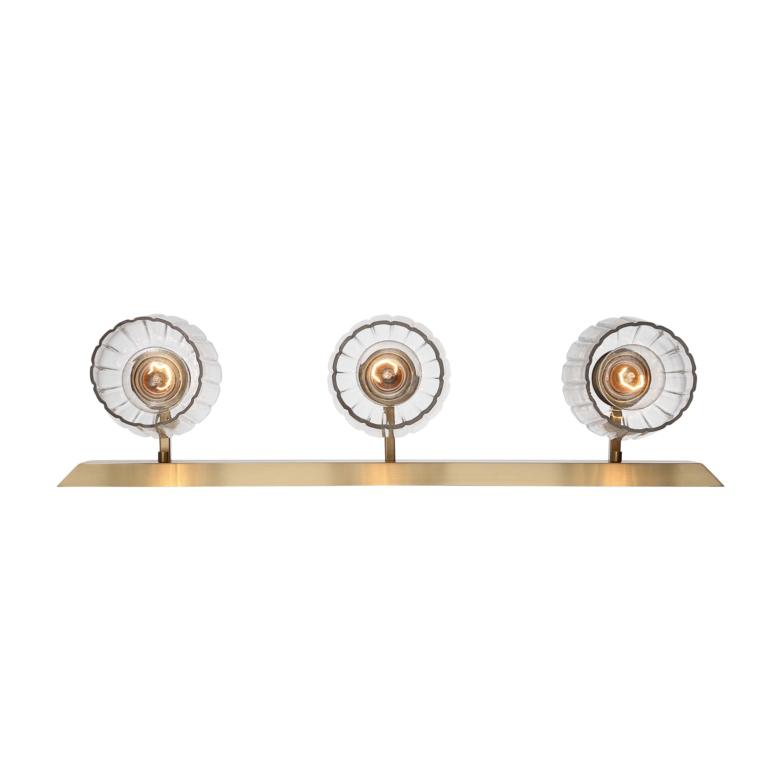 Brilia 3-light Vanity in Brushed Champagne Brass with Fluted Glass - - Golden Lighting