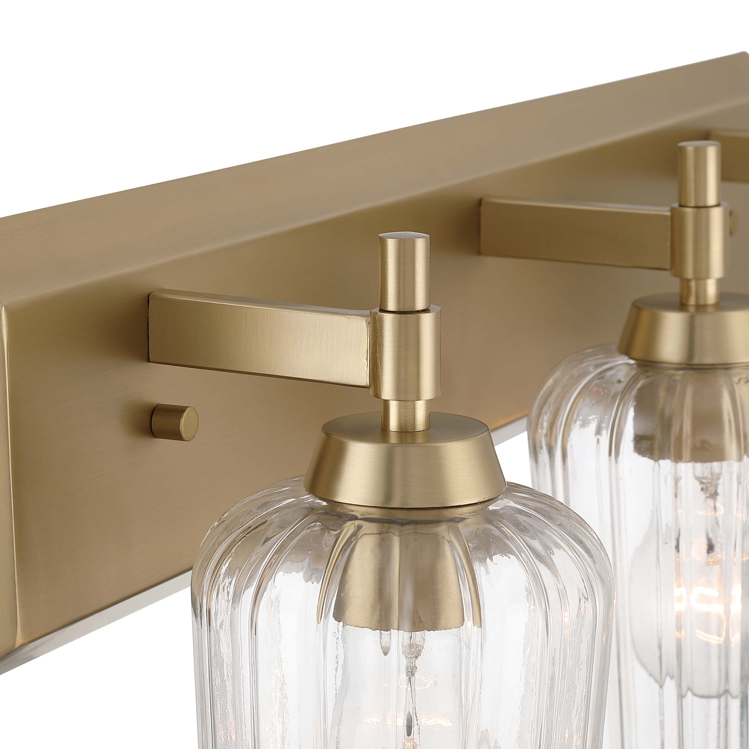 Brilia 3-light Vanity in Brushed Champagne Brass with Fluted Glass - - Golden Lighting