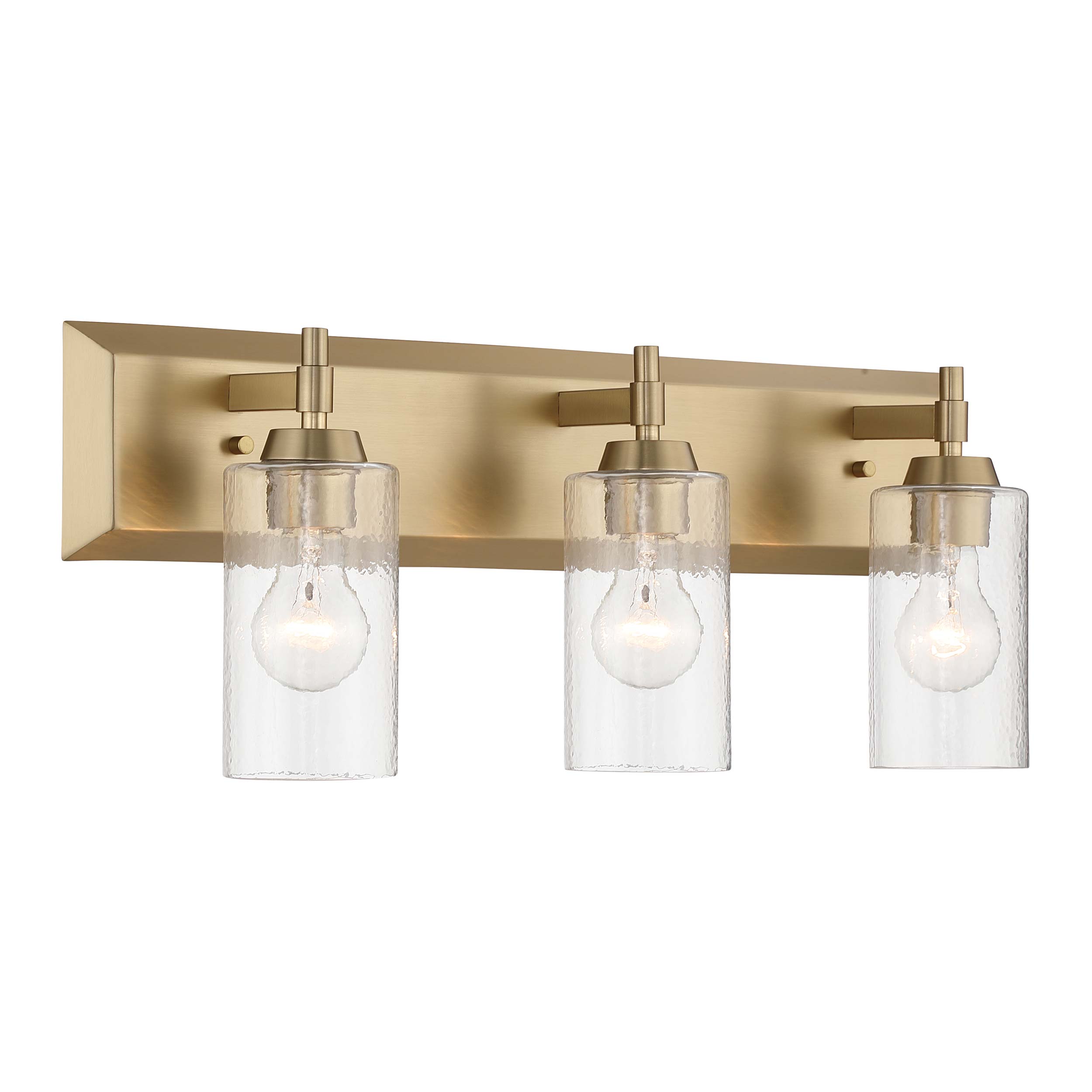 Brilia 3-light Vanity in Brushed Champagne Brass with Hammered Water Glass - - Golden Lighting