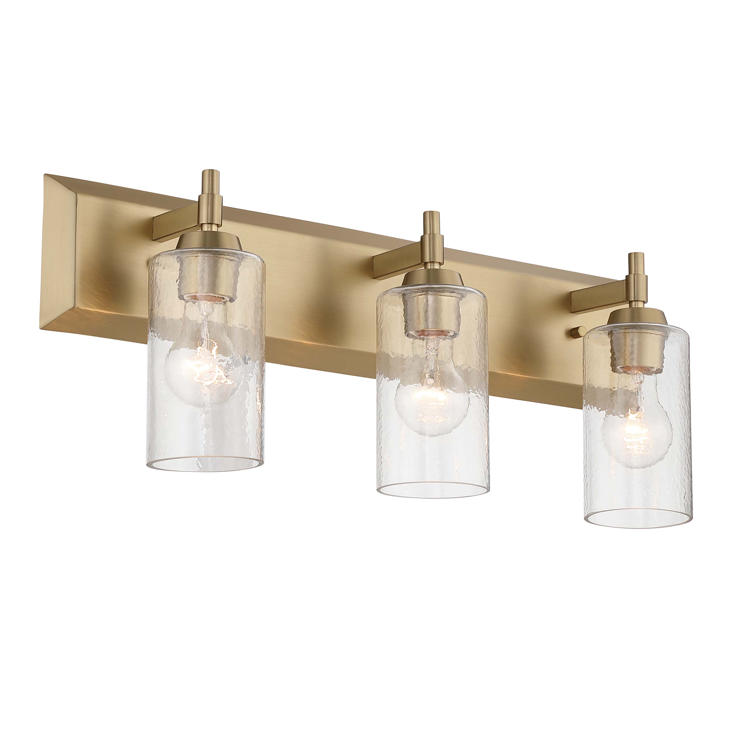 Brilia 3-light Vanity in Brushed Champagne Brass with Hammered Water Glass - - Golden Lighting