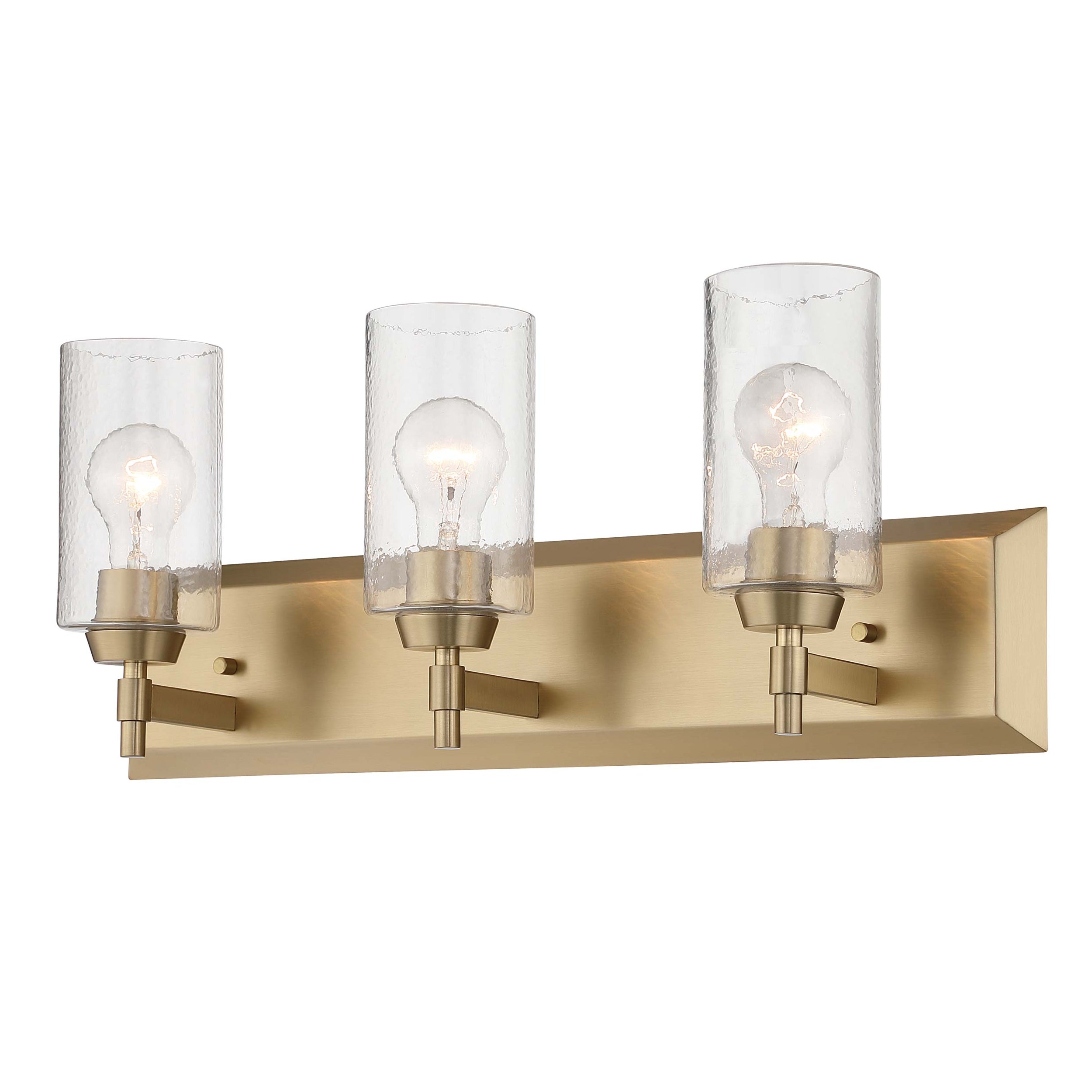Brilia 3-light Vanity in Brushed Champagne Brass with Hammered Water Glass - - Golden Lighting