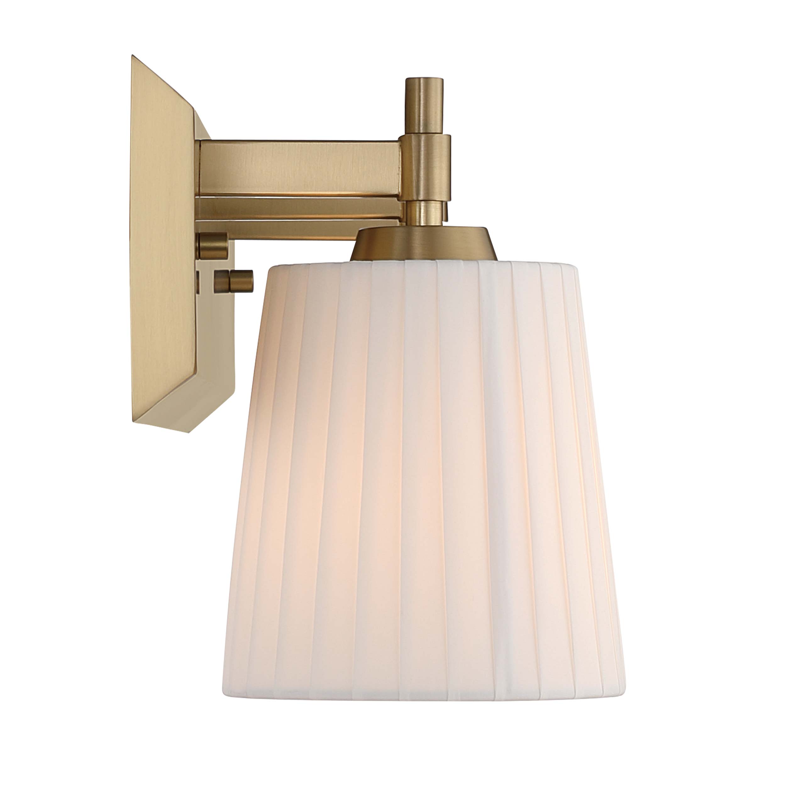 Brilia 3-light Vanity in Brushed Champagne Brass with Pleated Shade - - Golden Lighting