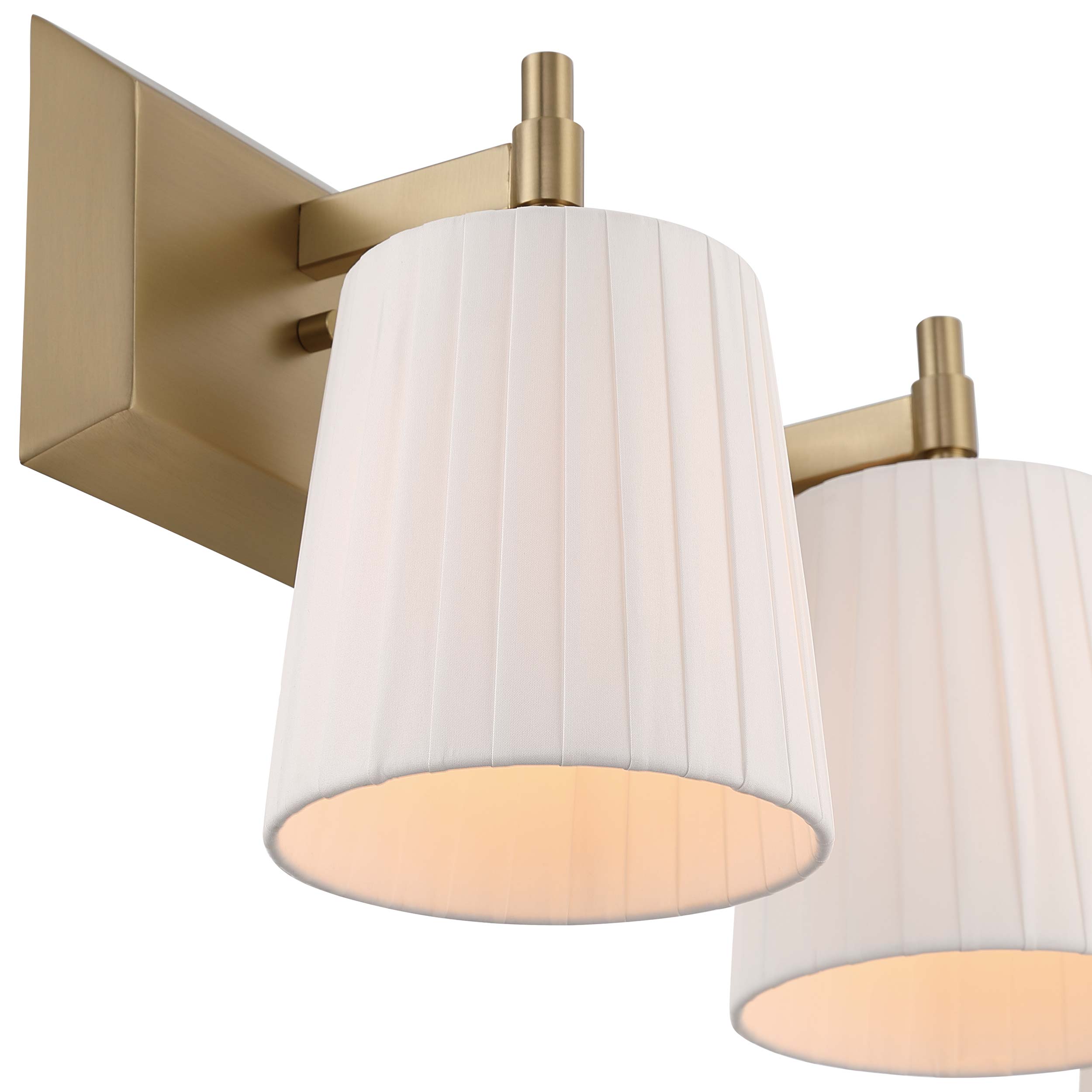 Brilia 3-light Vanity in Brushed Champagne Brass with Pleated Shade - - Golden Lighting