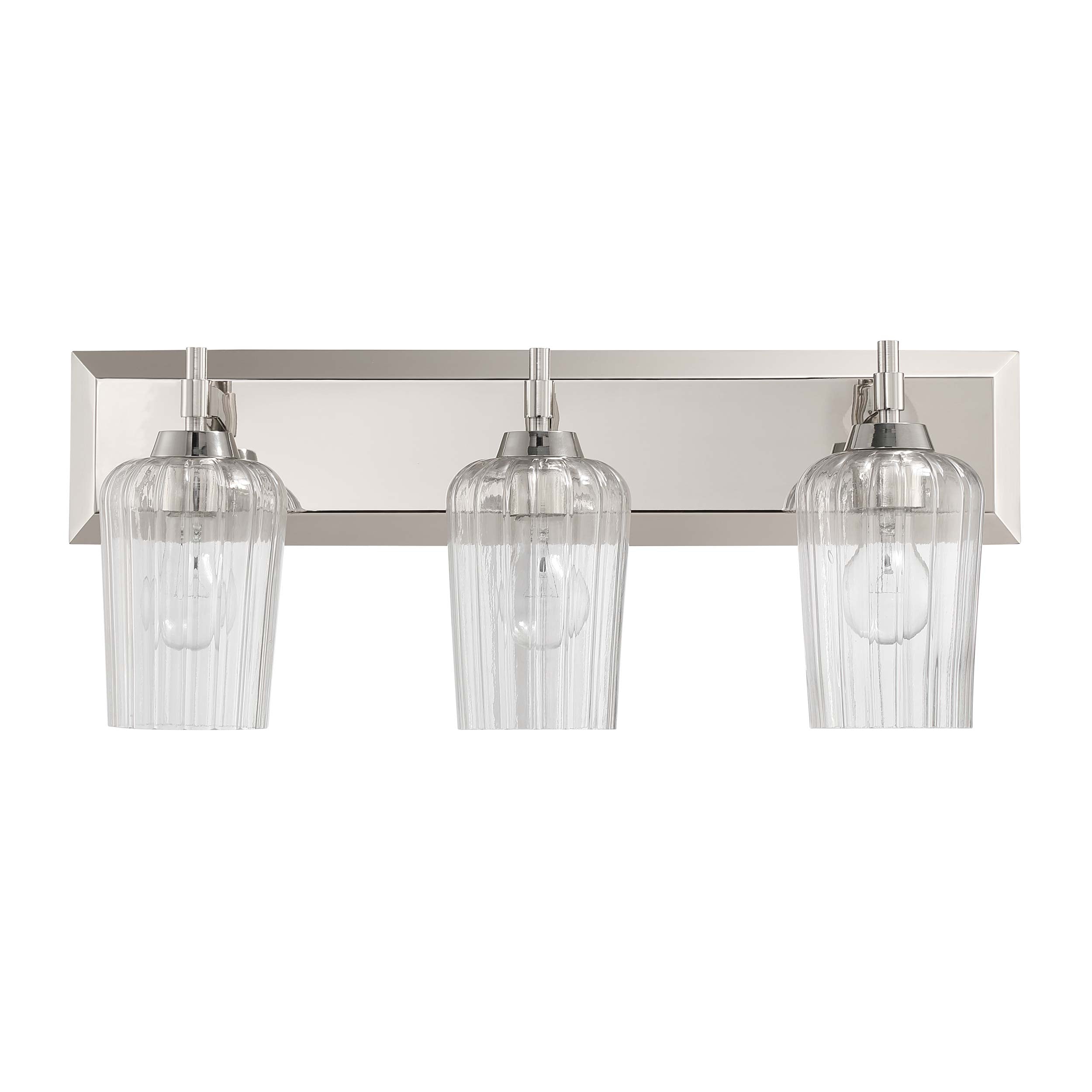 Brilia 3-light Vanity in Polished Nickel with Fluted Glass - - Golden Lighting