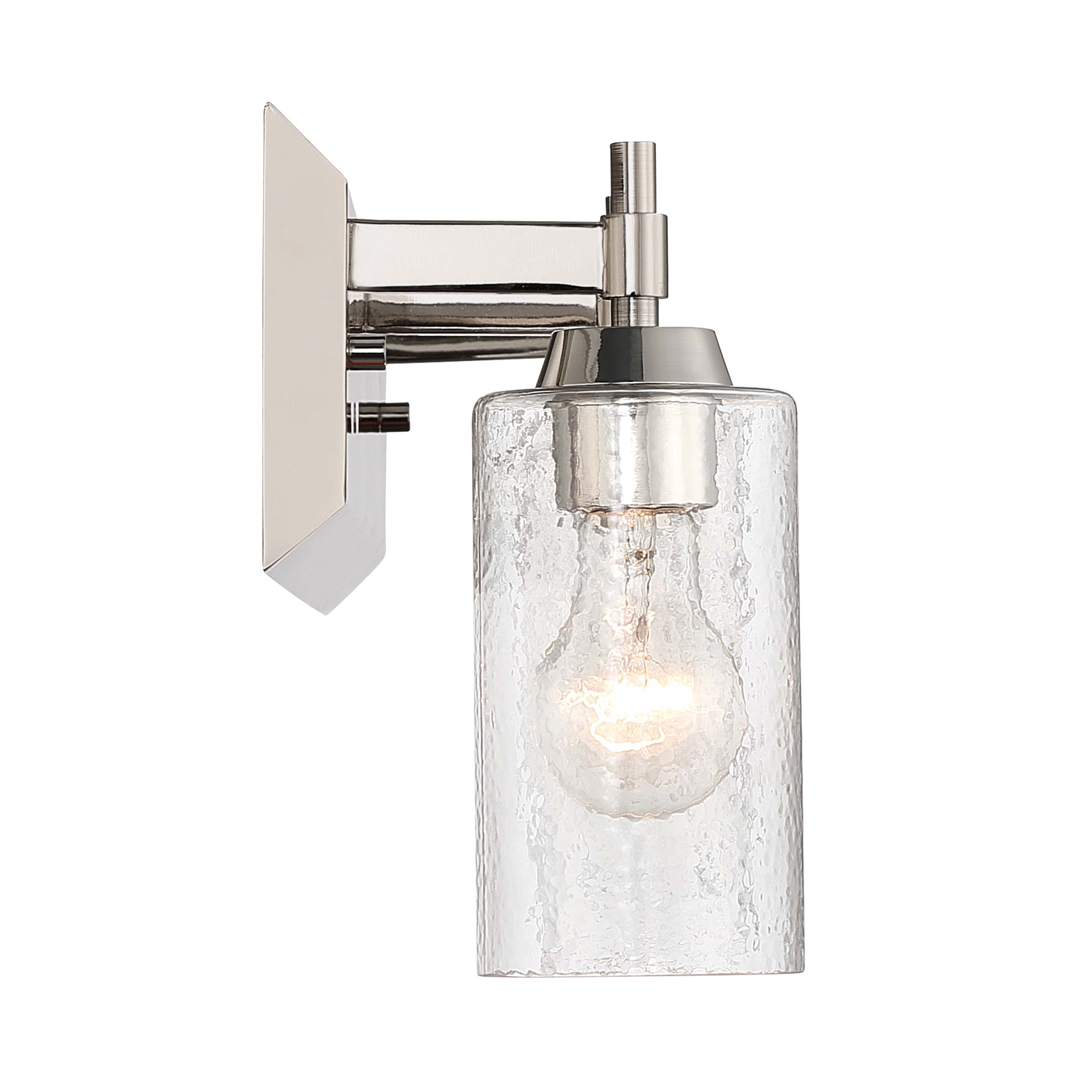 Brilia 3-light Vanity in Polished Nickel with Hammered Water Glass - - Golden Lighting