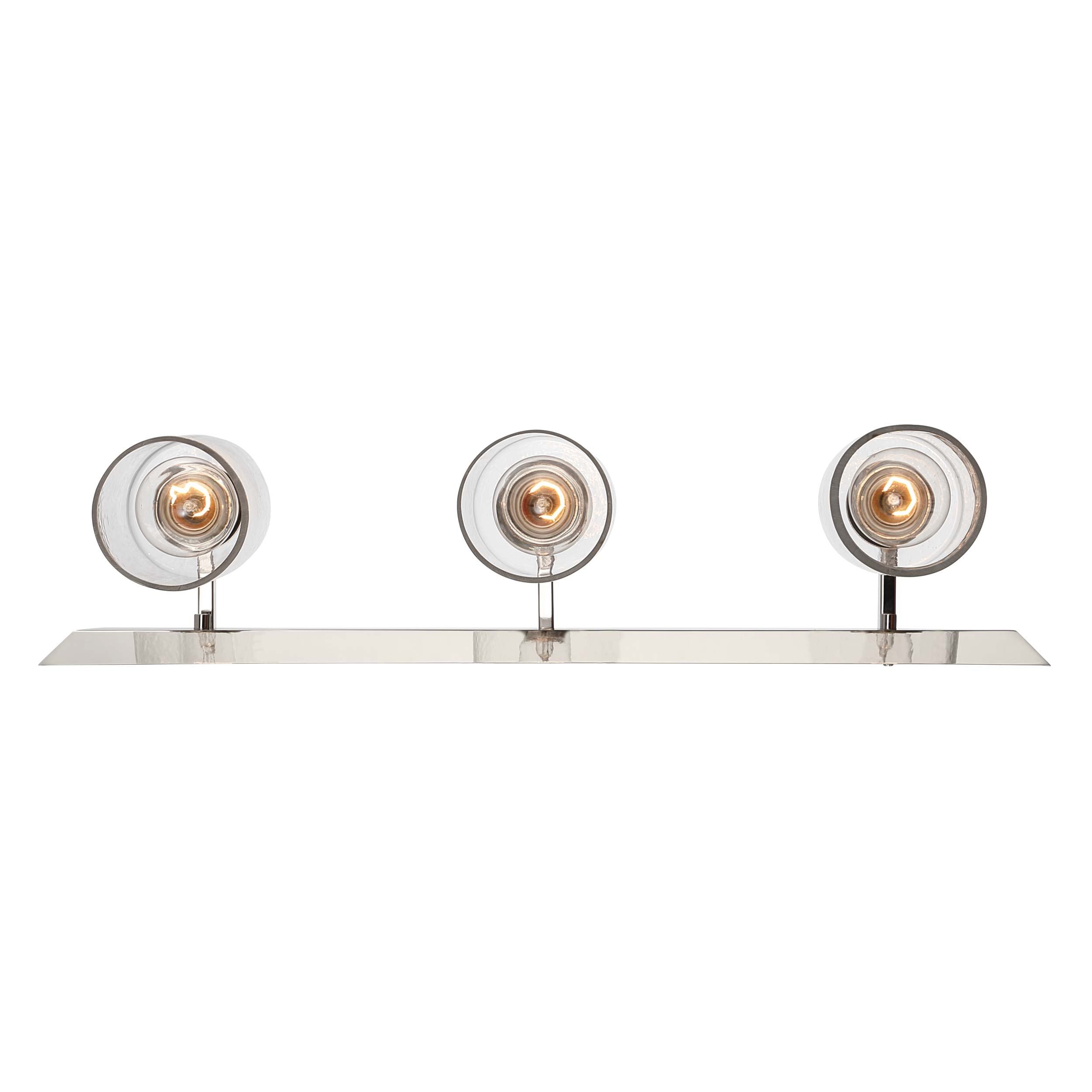 Brilia 3-light Vanity in Polished Nickel with Hammered Water Glass - - Golden Lighting