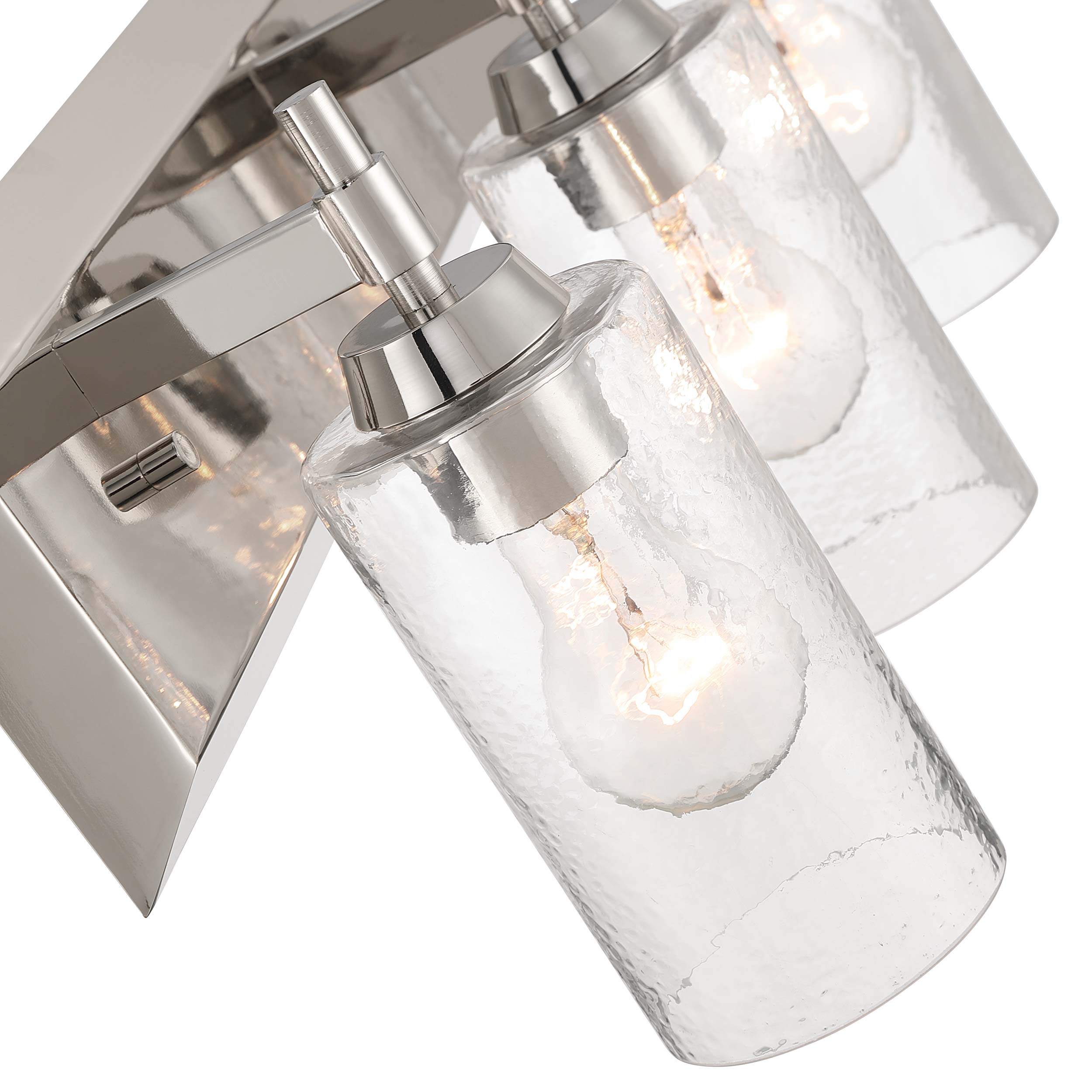 Brilia 3-light Vanity in Polished Nickel with Hammered Water Glass - - Golden Lighting