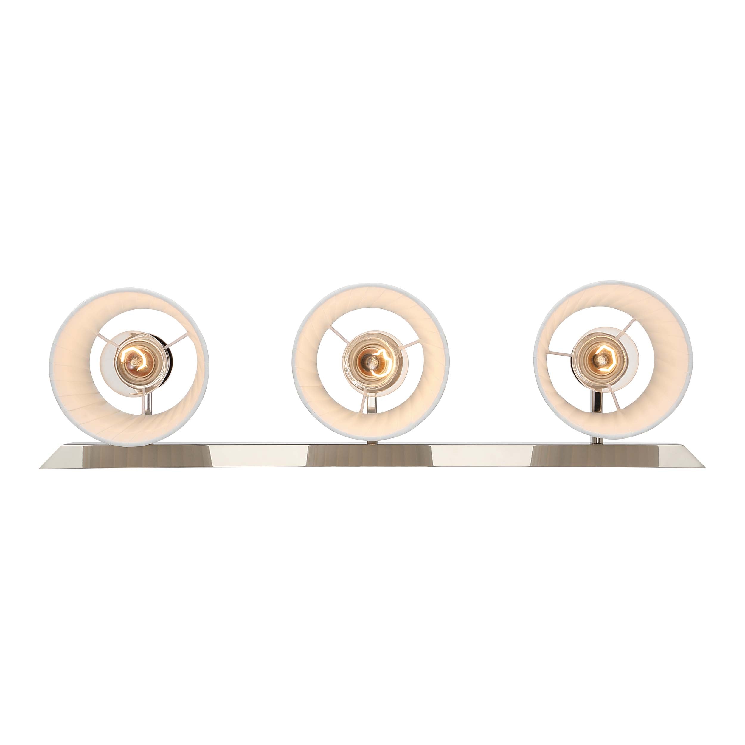Brilia 3-light Vanity in Polished Nickel with Pleated Shade - - Golden Lighting