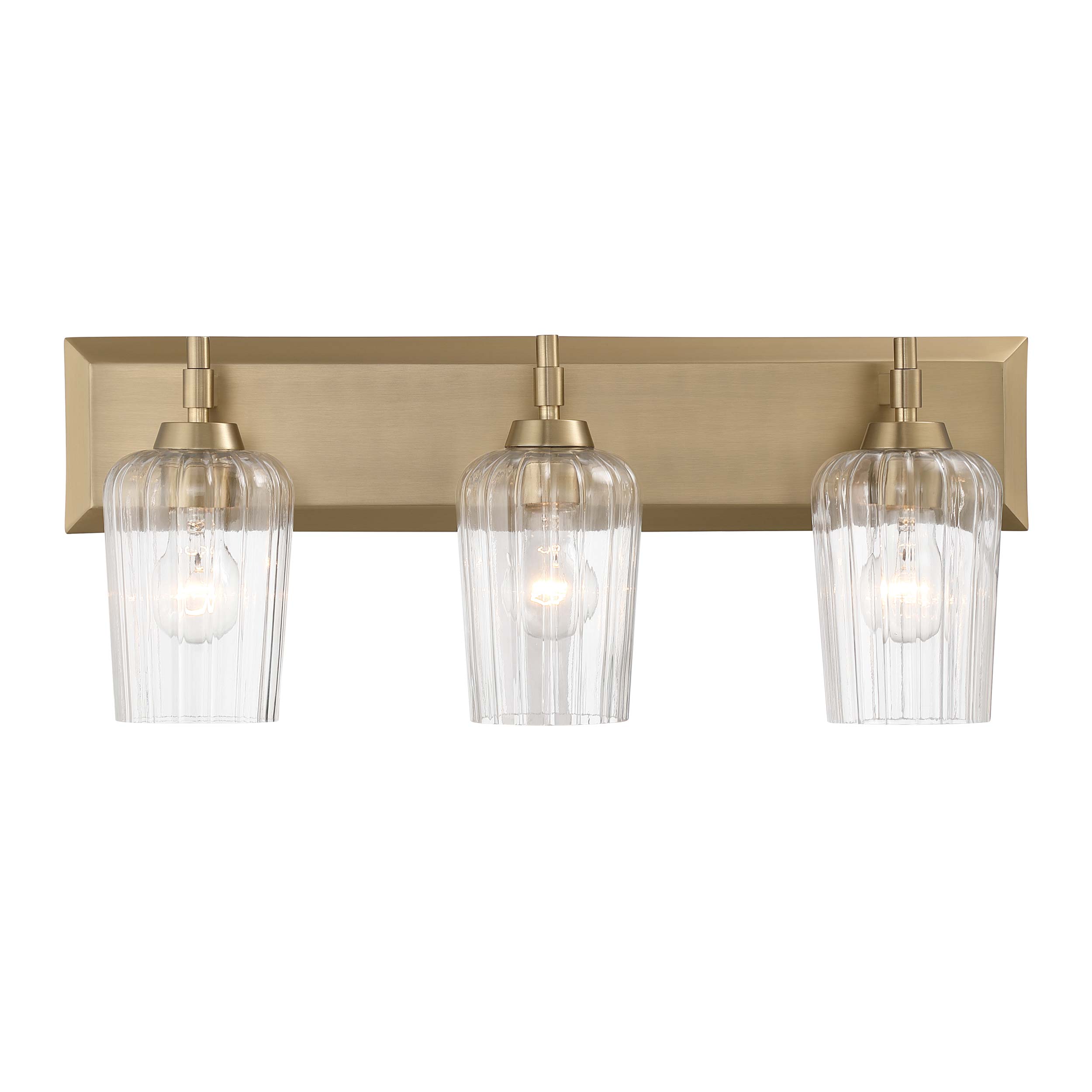 Yep by Golden Lighting Brilia 3-light Vanity in Brushed Champagne Brass with Fluted Glass
