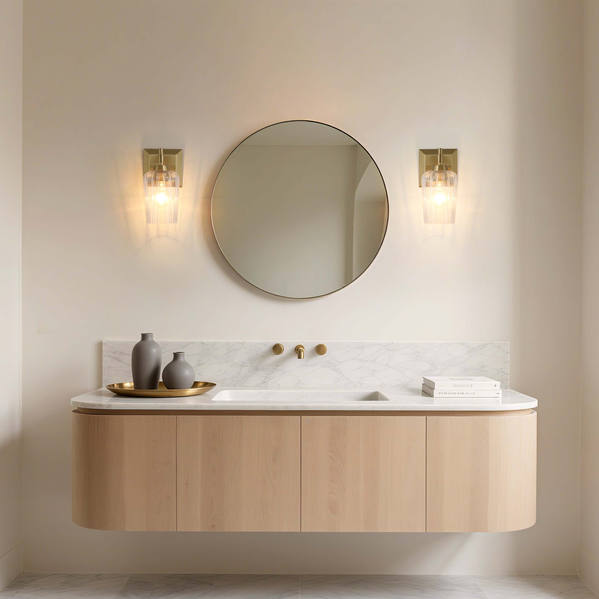 Brilia 1-light Wall Sconce Vanity in Brushed Champagne Brass with Fluted Glass - - Golden Lighting