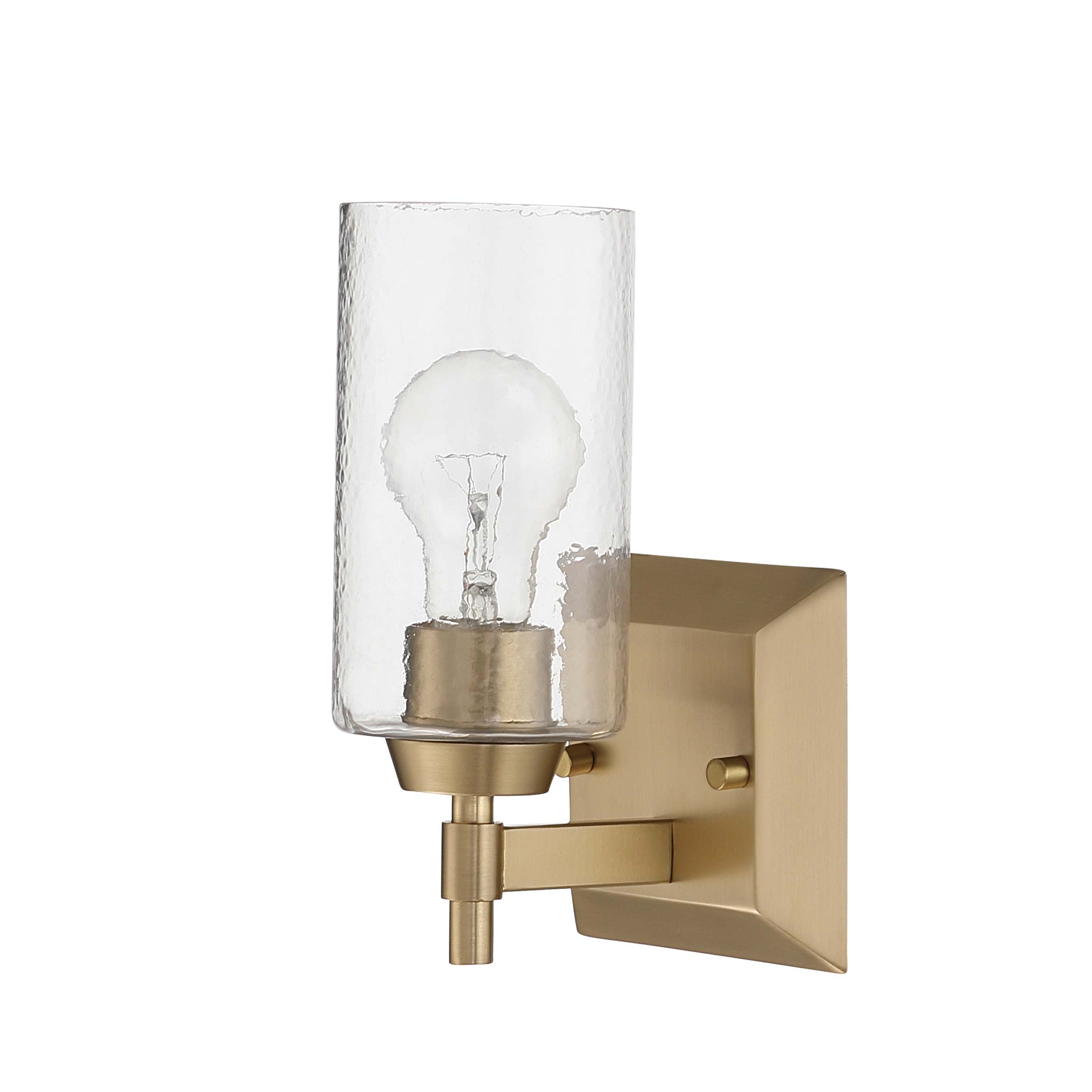Brilia 1-light Wall Sconce Vanity in Brushed Champagne Brass with Hammered Water Glass - - Golden Lighting