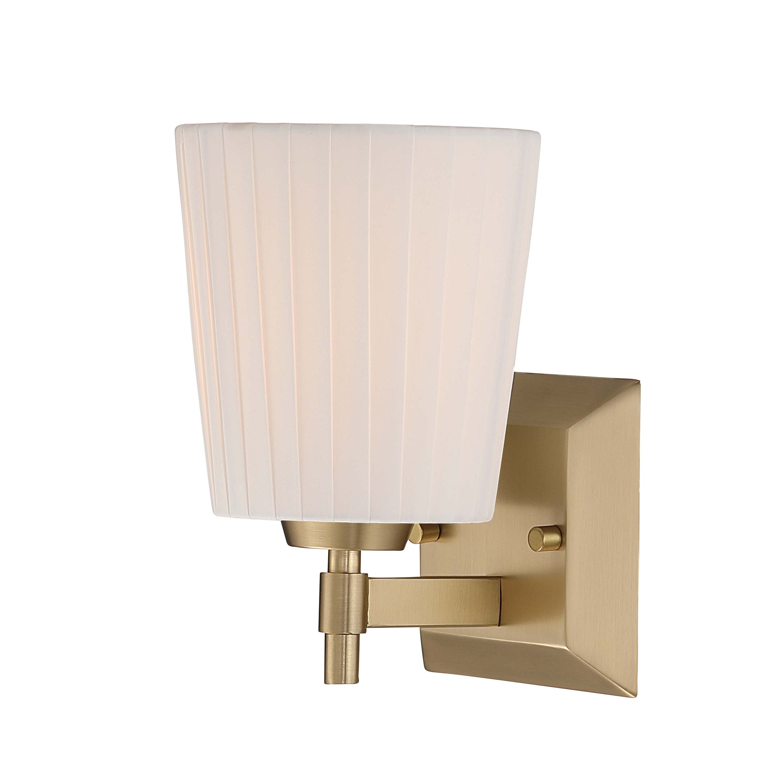 Brilia 1-light Wall Sconce Vanity in Brushed Champagne Brass with Pleated Shade - - Golden Lighting