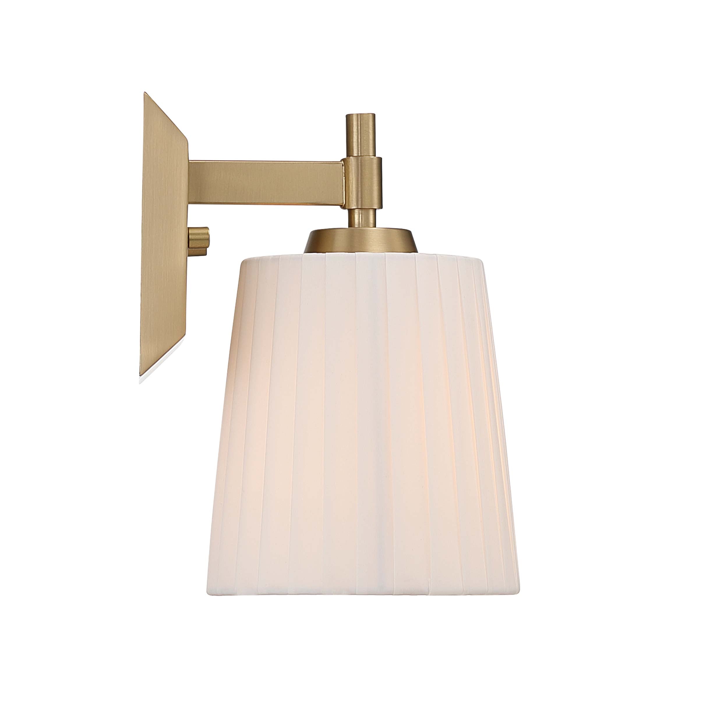 Brilia 1-light Wall Sconce Vanity in Brushed Champagne Brass with Pleated Shade - - Golden Lighting