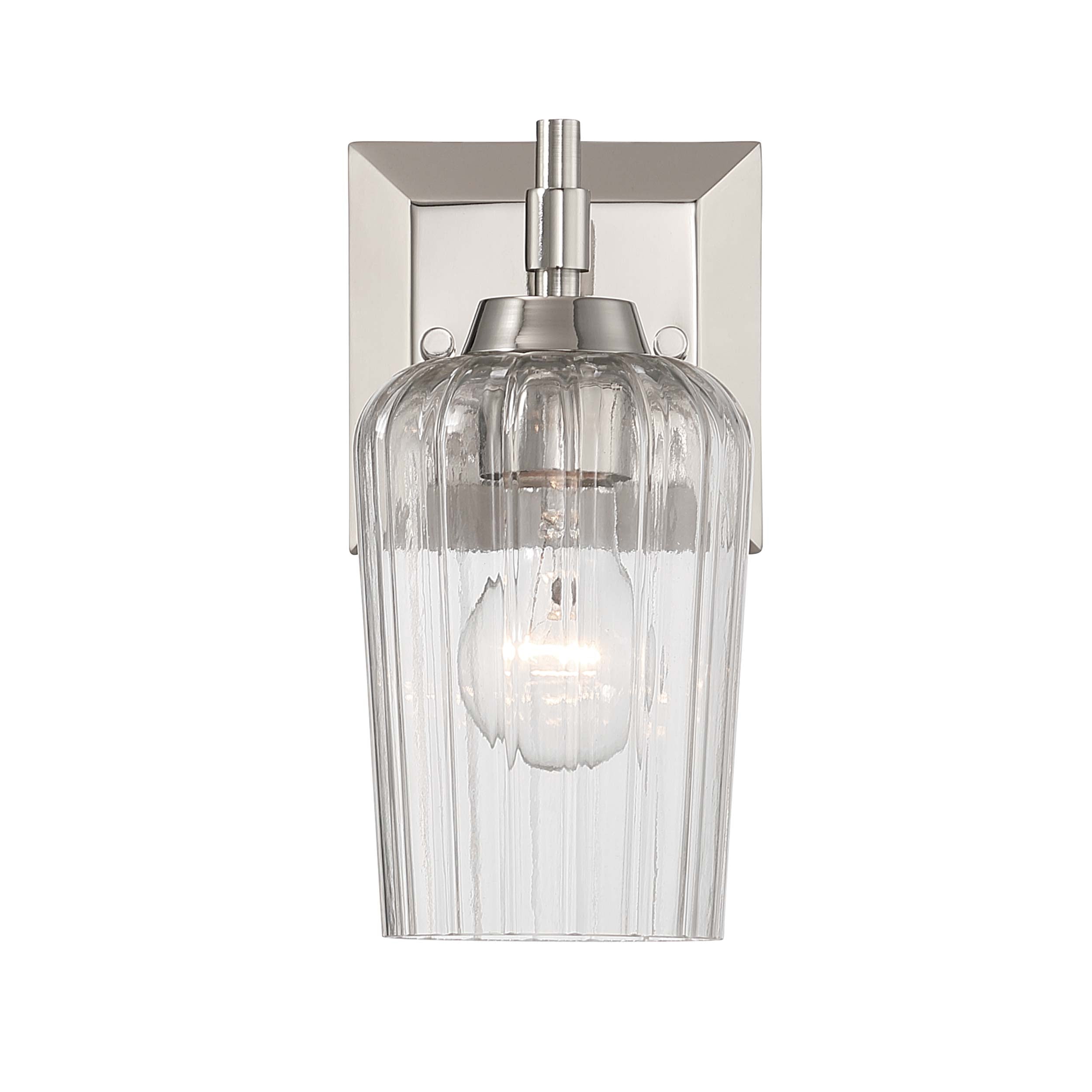 Brilia 1-light Wall Sconce Vanity in Polished Nickel with Fluted Glass - - Golden Lighting