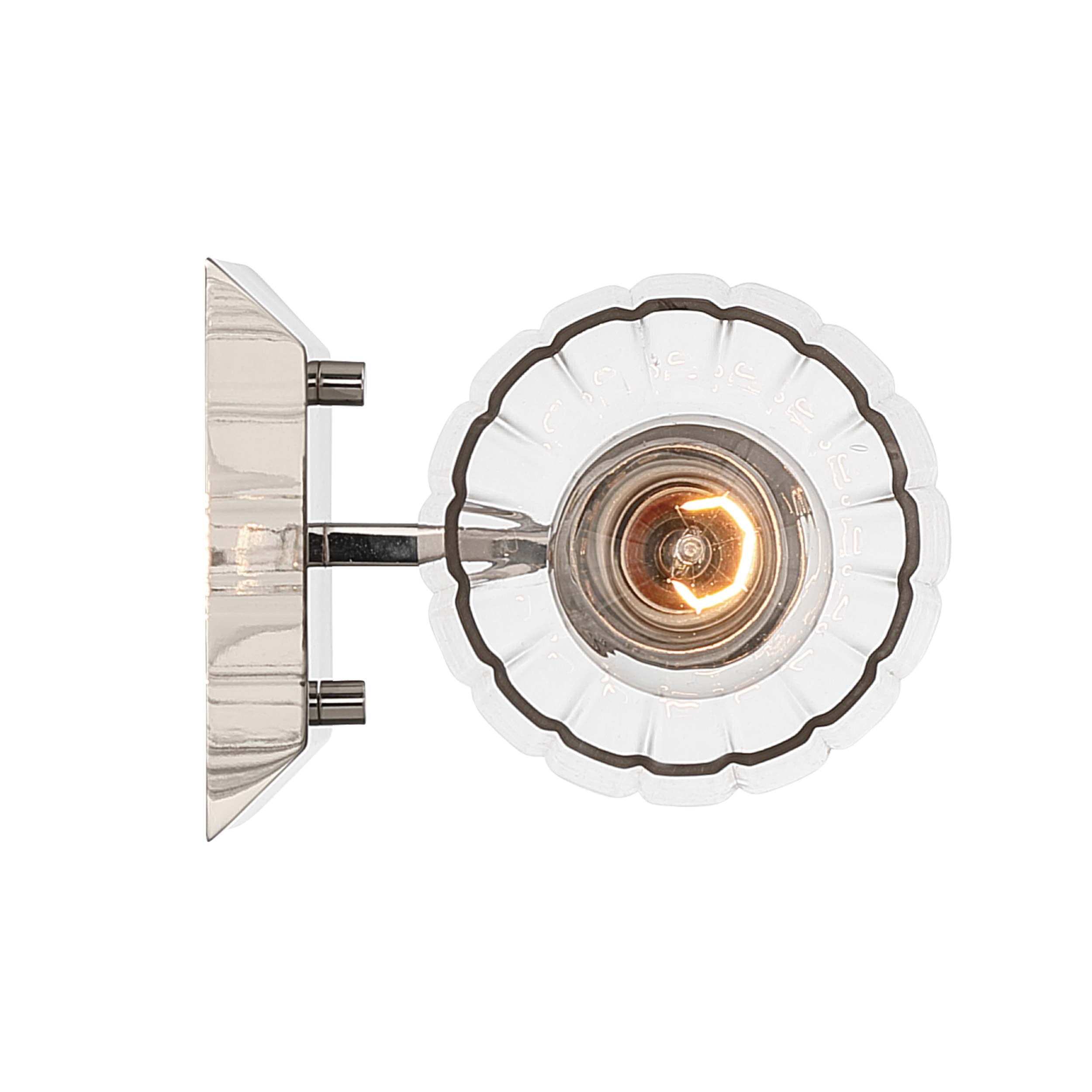 Brilia 1-light Wall Sconce Vanity in Polished Nickel with Fluted Glass - - Golden Lighting