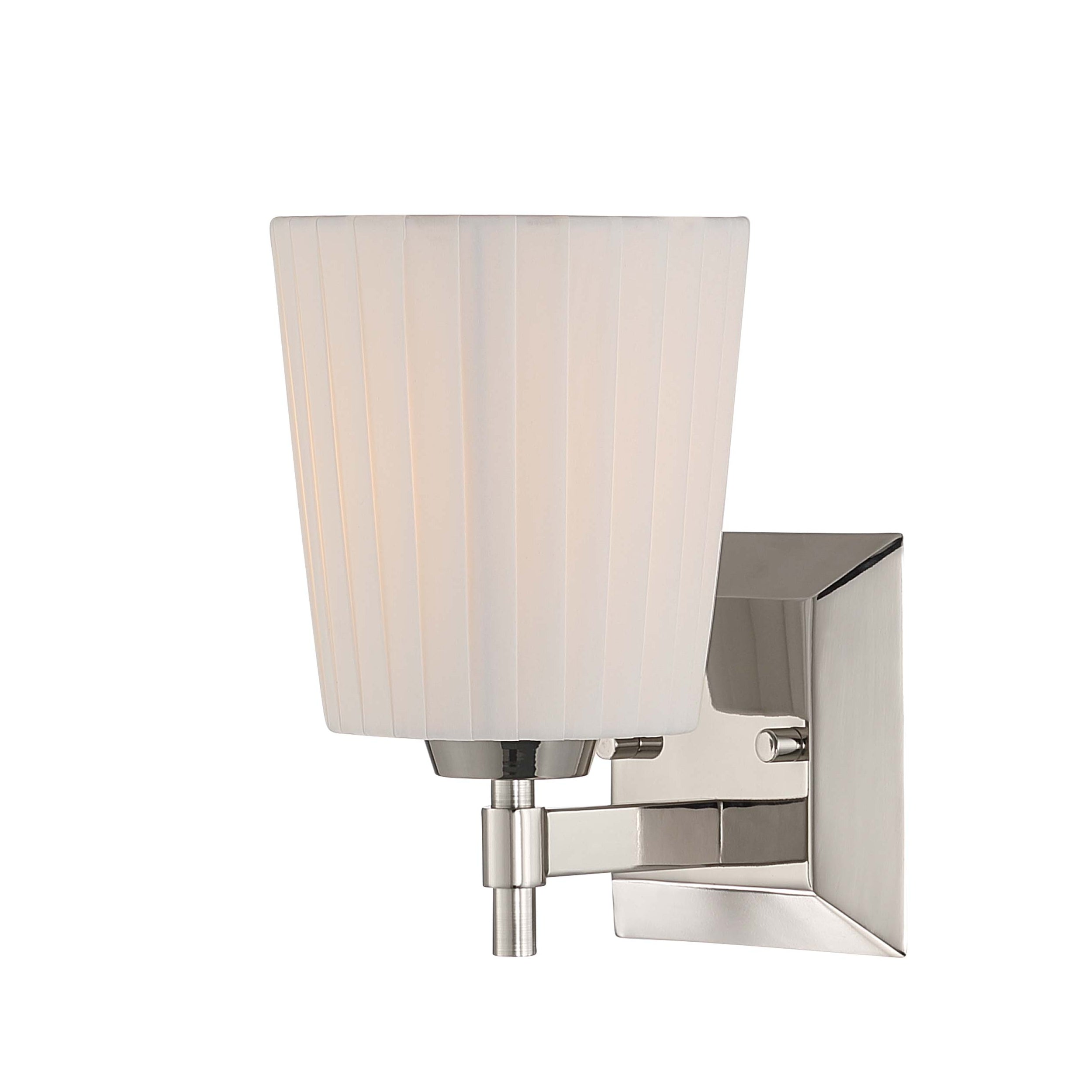 Brilia 1-light Wall Sconce Vanity in Polished Nickel with Pleated Shade - - Golden Lighting