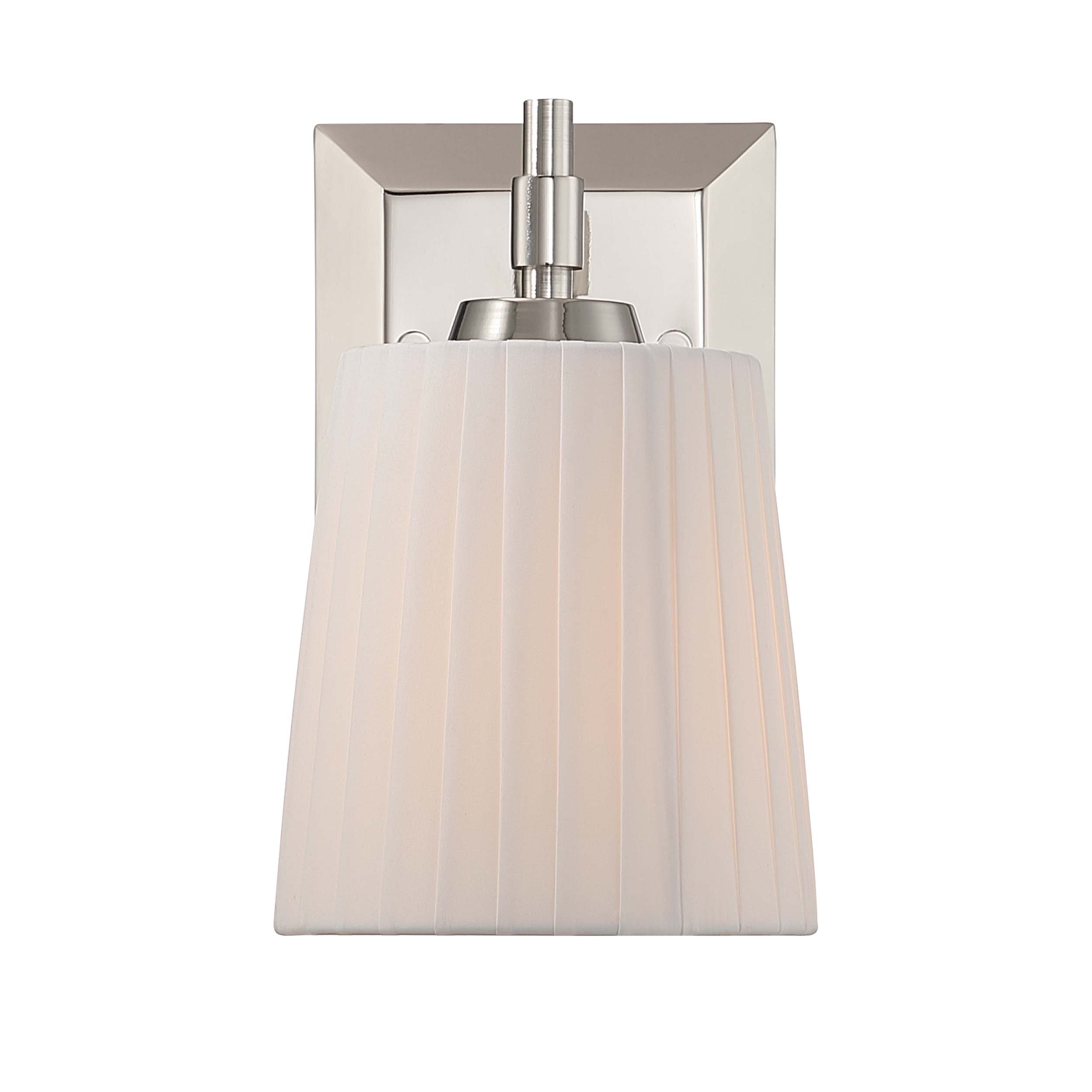 Brilia 1-light Wall Sconce Vanity in Polished Nickel with Pleated Shade - - Golden Lighting