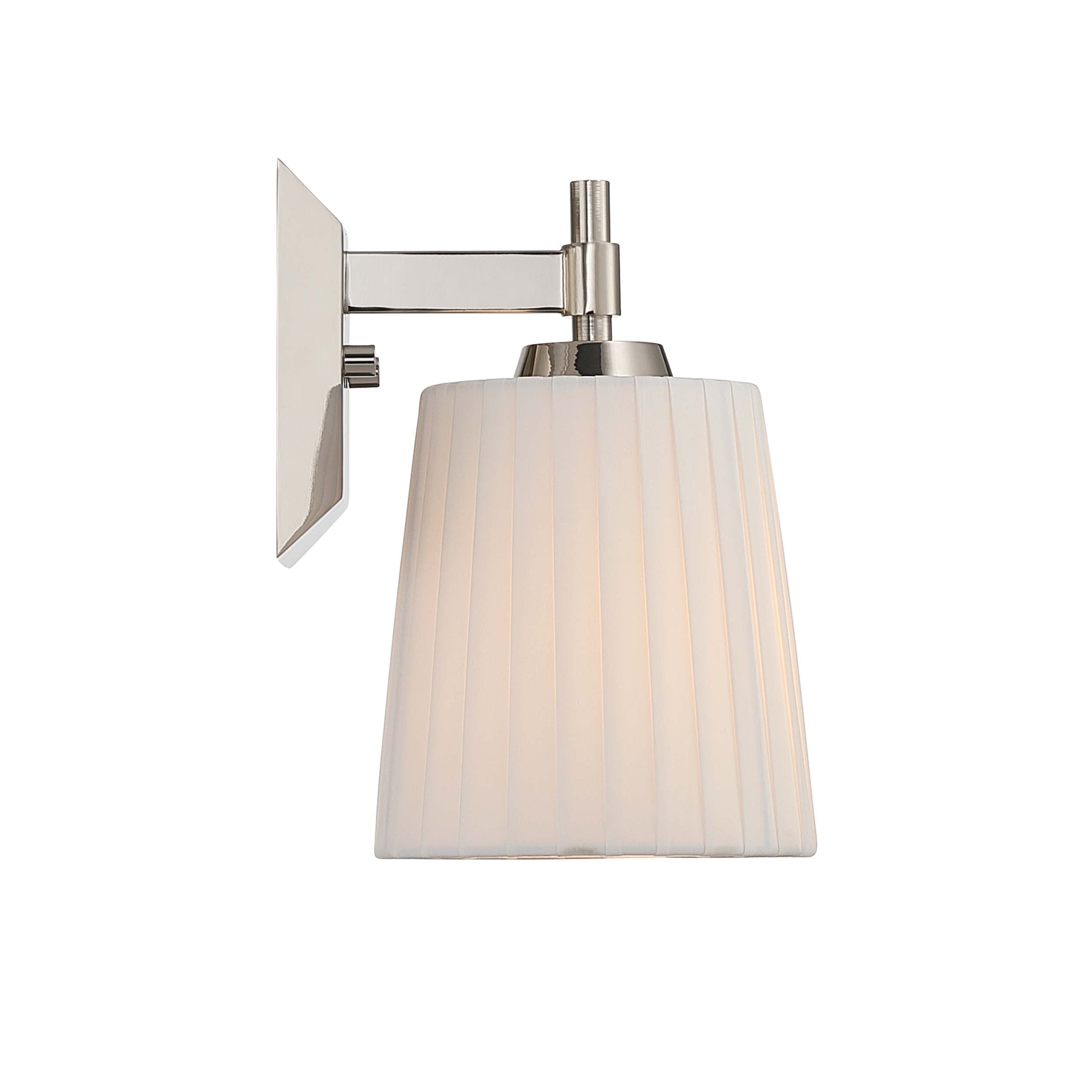 Brilia 1-light Wall Sconce Vanity in Polished Nickel with Pleated Shade - - Golden Lighting