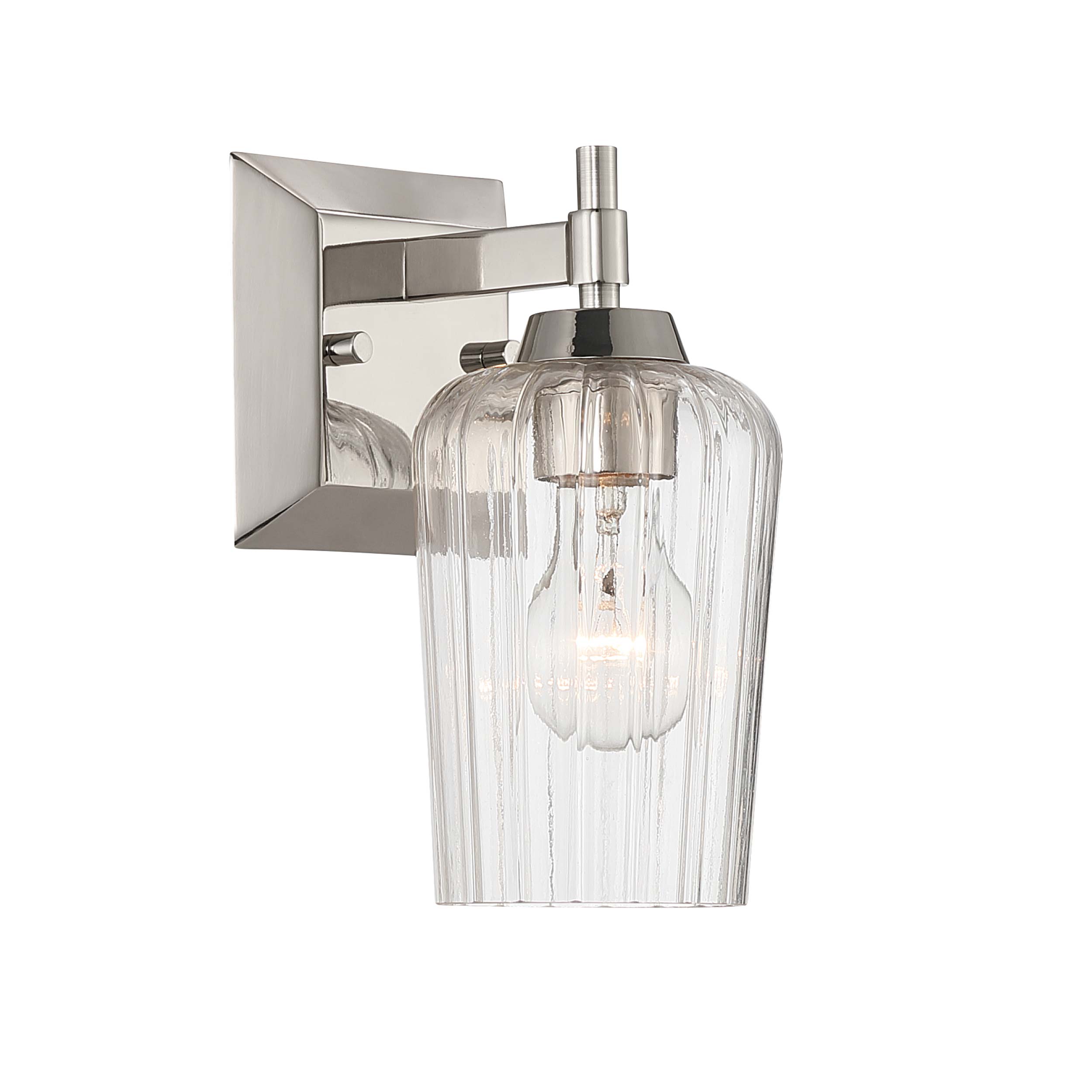 Yep by Golden Lighting Brilia 1-light Wall Sconce Vanity in Polished Nickel with Fluted Glass - - Golden Lighting
