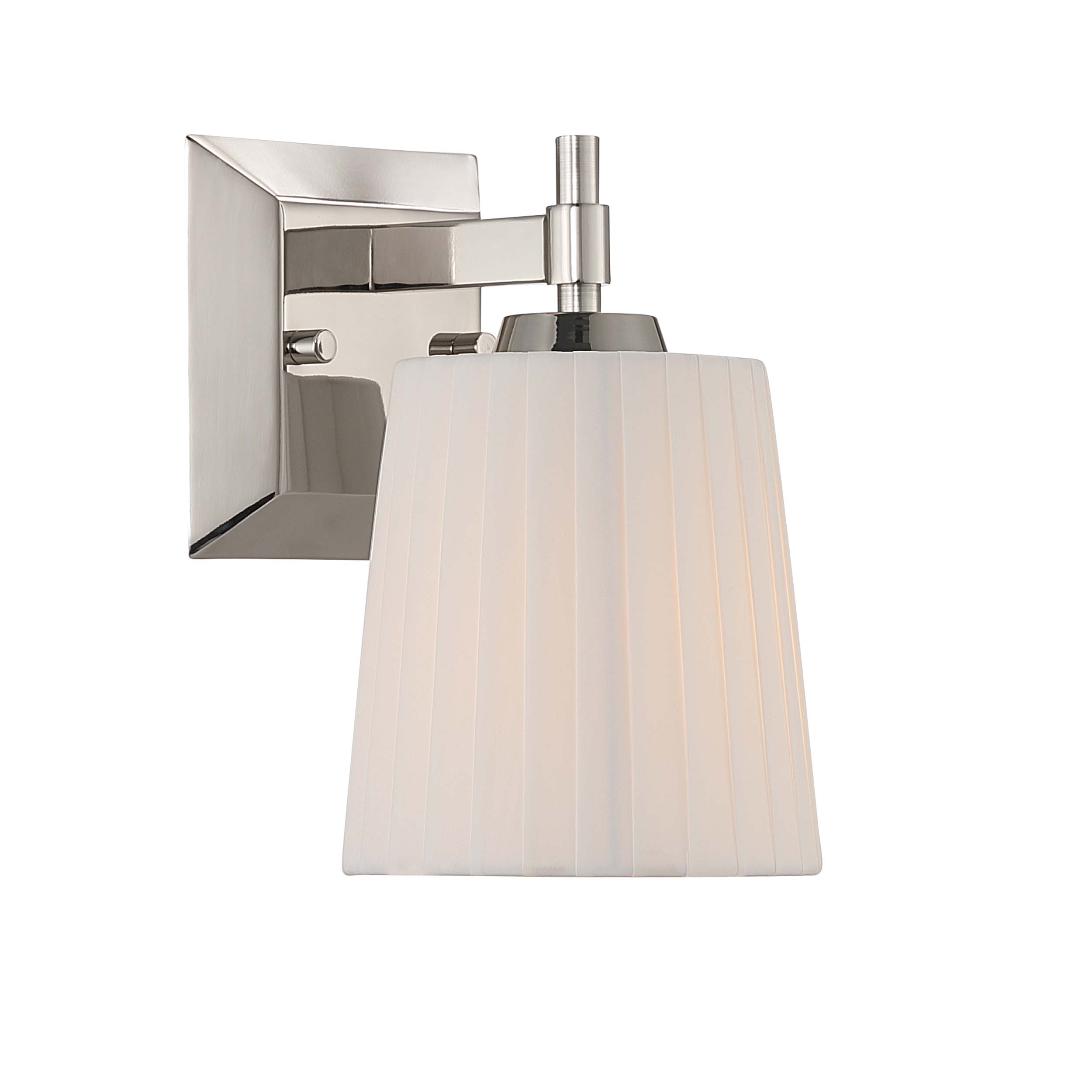 Yep by Golden Lighting Brilia 1-light Wall Sconce Vanity in Polished Nickel with Pleated Shade - - Golden Lighting