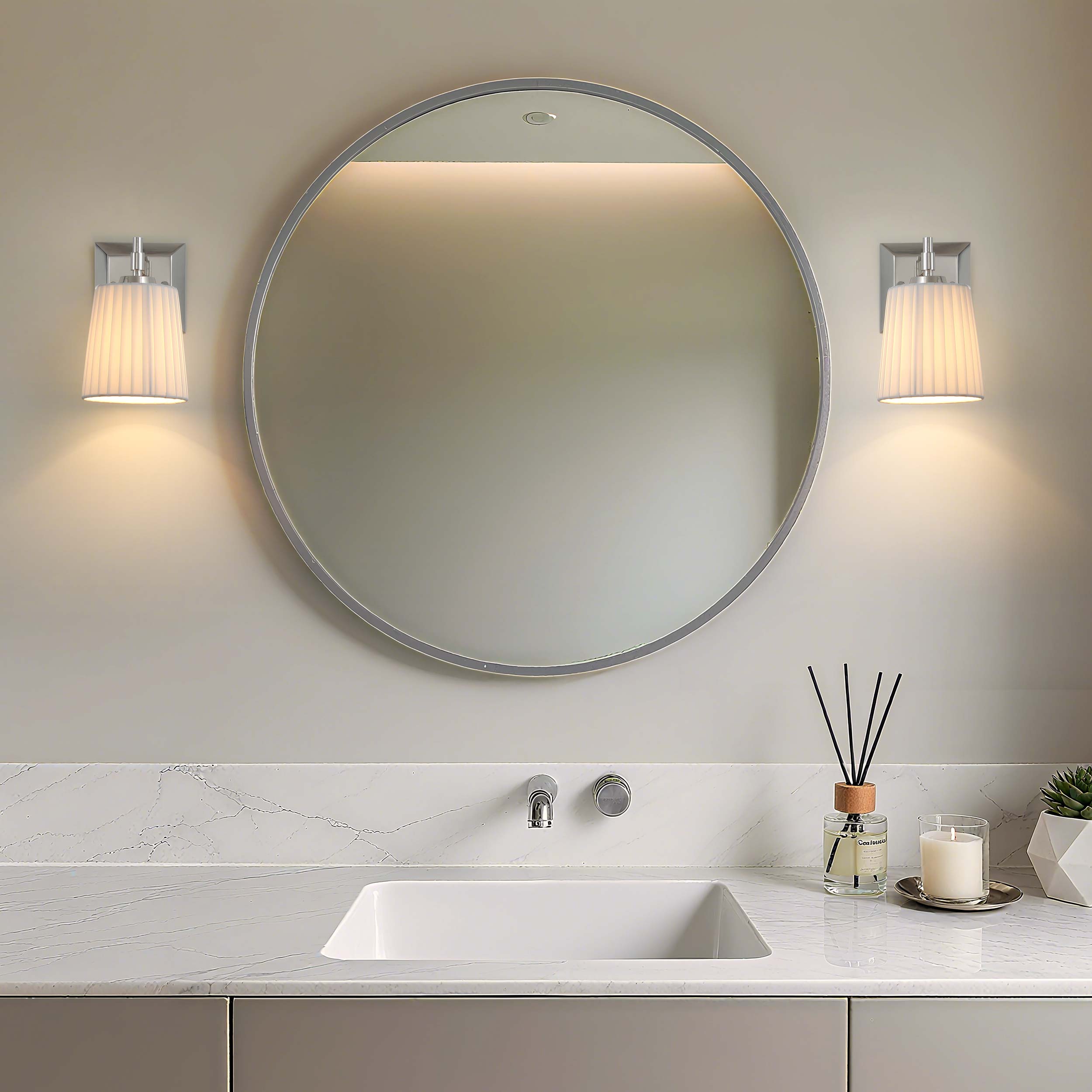 Yep by Golden Lighting Brilia 1-light Wall Sconce Vanity in Polished Nickel with Pleated Shade