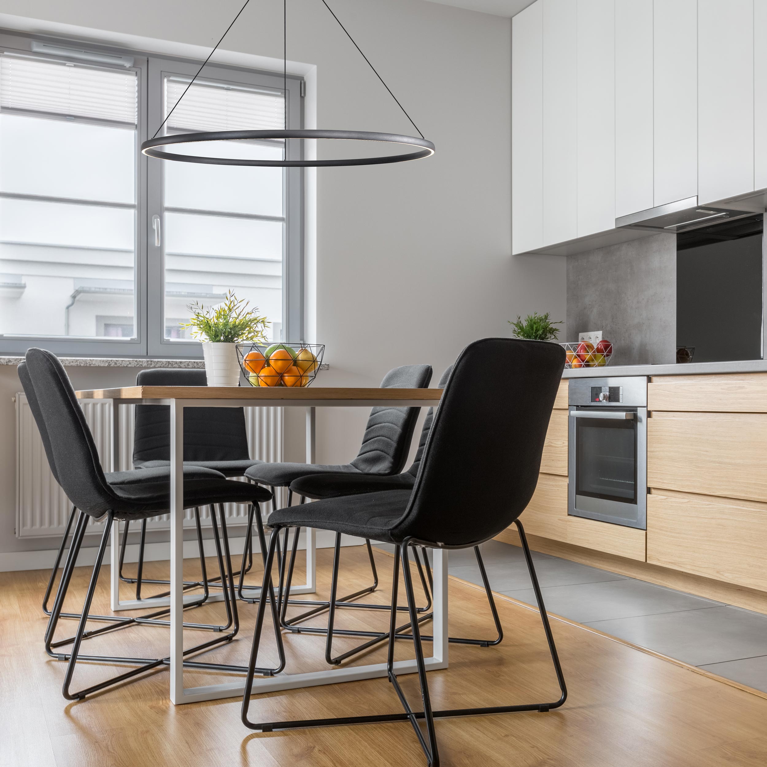 Golden Lighting Veritas Integrated LED 47in Chandelier in Sand Black