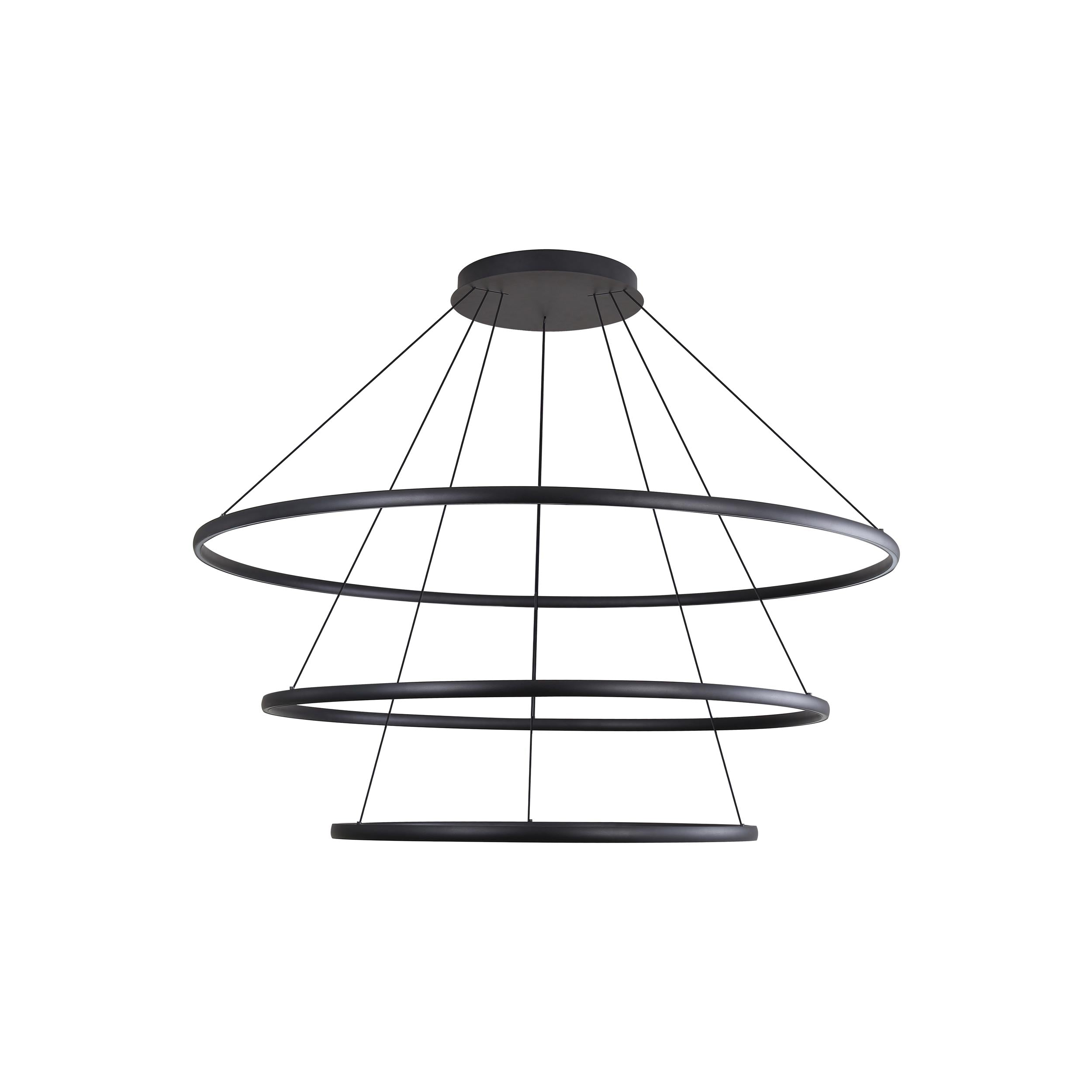 Veritas 3 Tier - 59" LED Ring Chandelier in Sand Black - - Golden Lighting