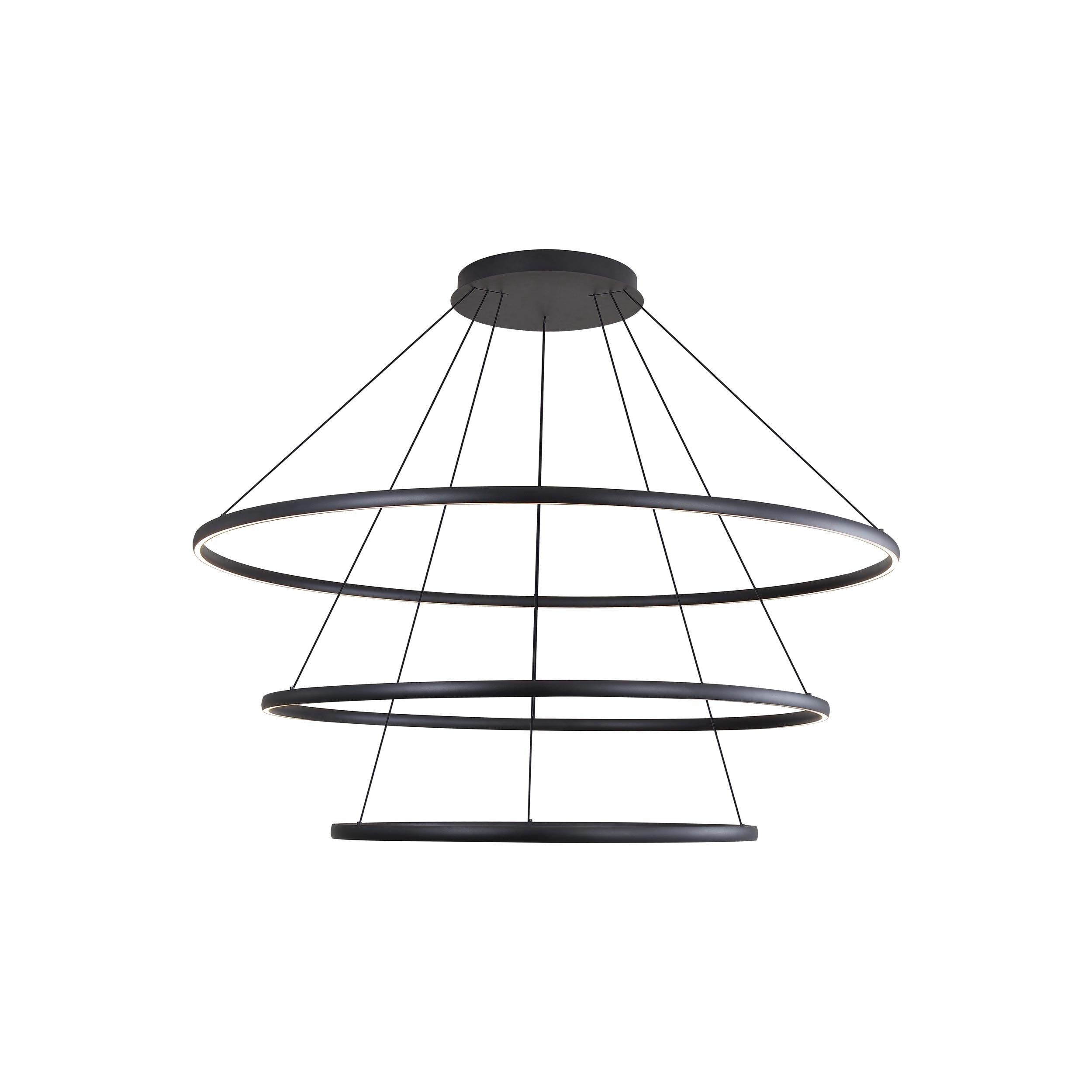 Veritas 3 Tier - 59" LED Ring Chandelier in Sand Black - Default Title - Golden Lighting