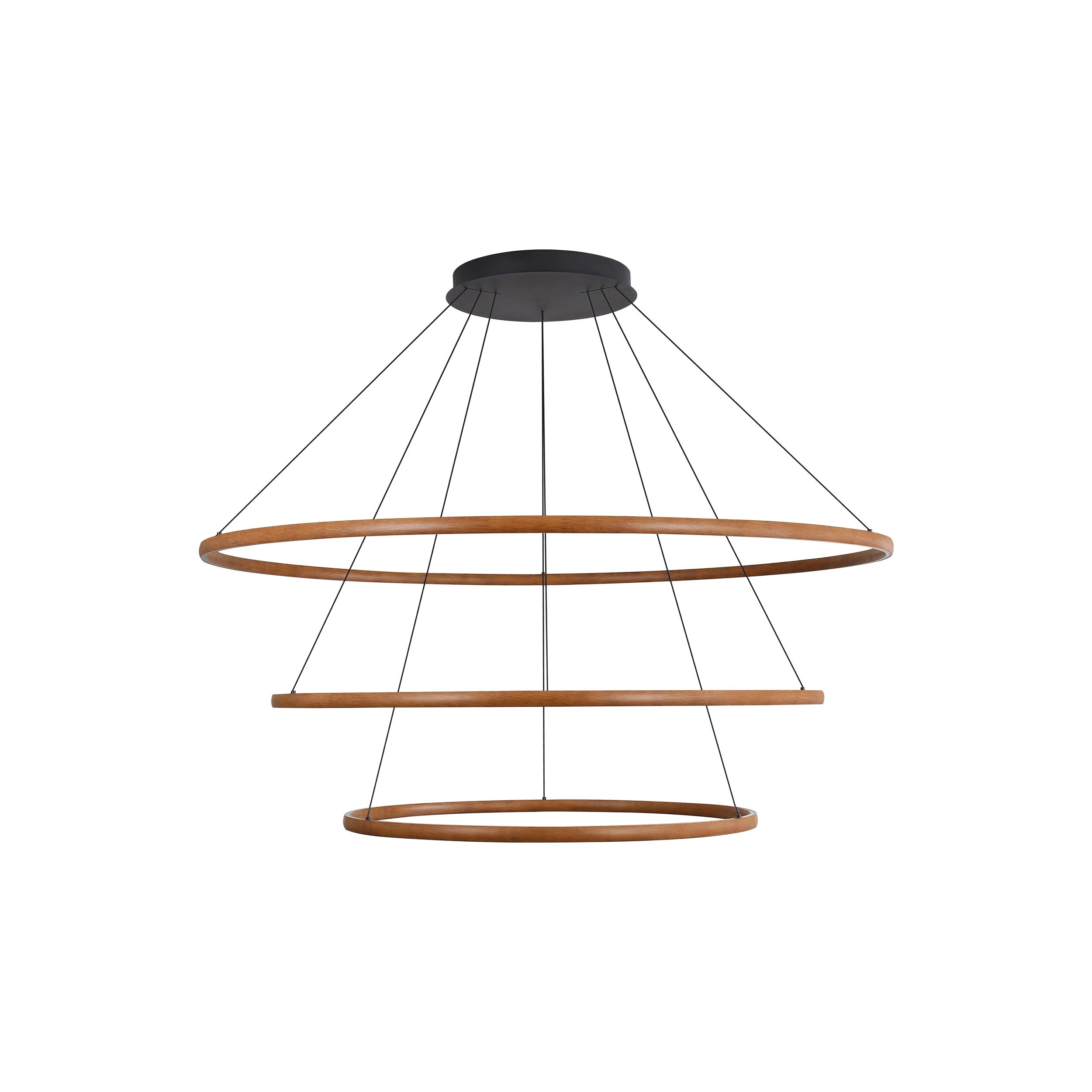 Golden Lighting Veritas Integrated LED 59in 3-tier Chandelier in Walnut