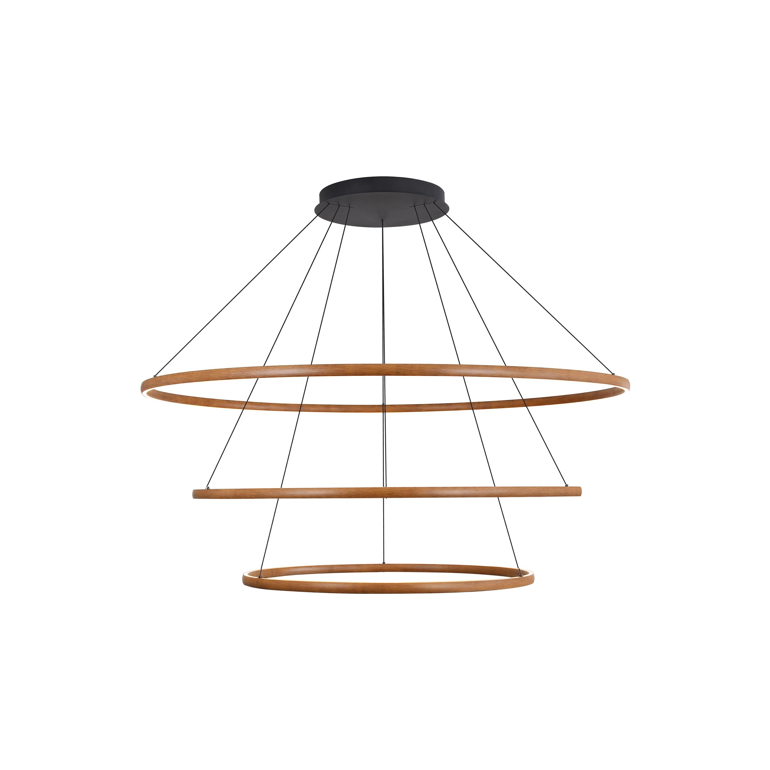 Veritas 59" 3-tier Bi-directional LED Chandelier in Walnut - - Golden Lighting