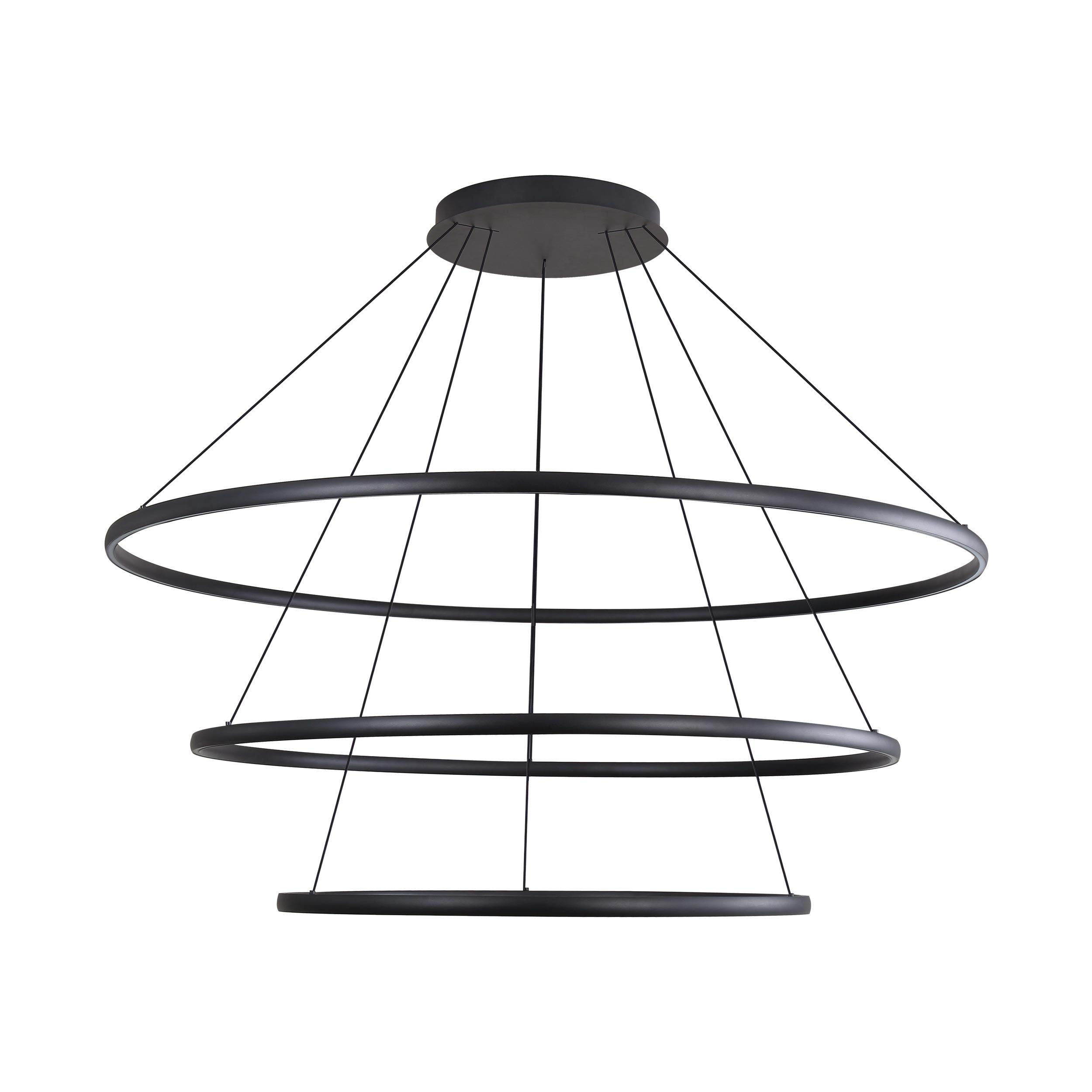 Veritas 3 Tier - 71" LED Ring Chandelier in Sand Black - - Golden Lighting