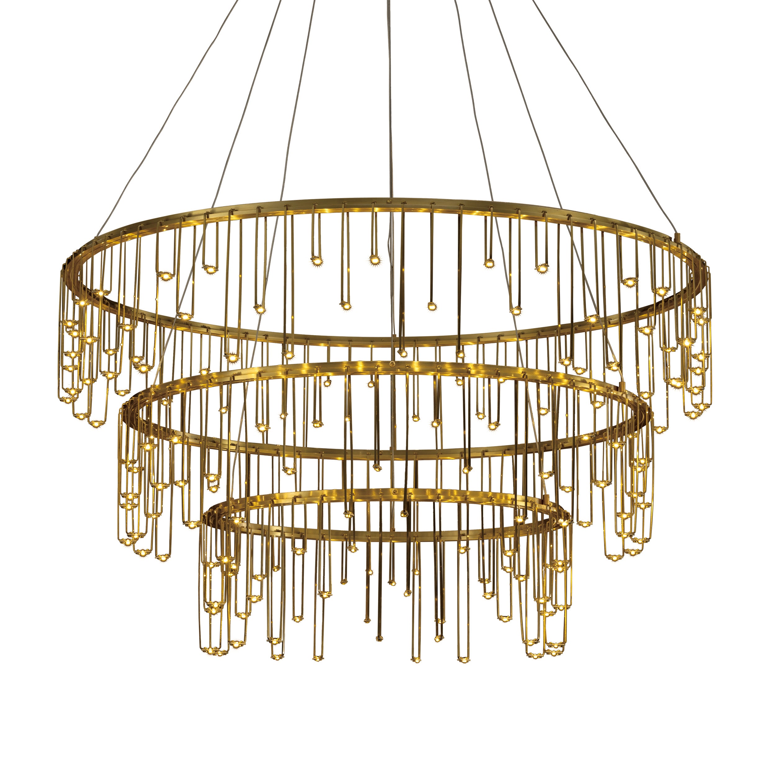 Golden Lighting Lucerna Integrated LED 3-tier Chandelier in Stainless Steel Gold - - Golden Lighting