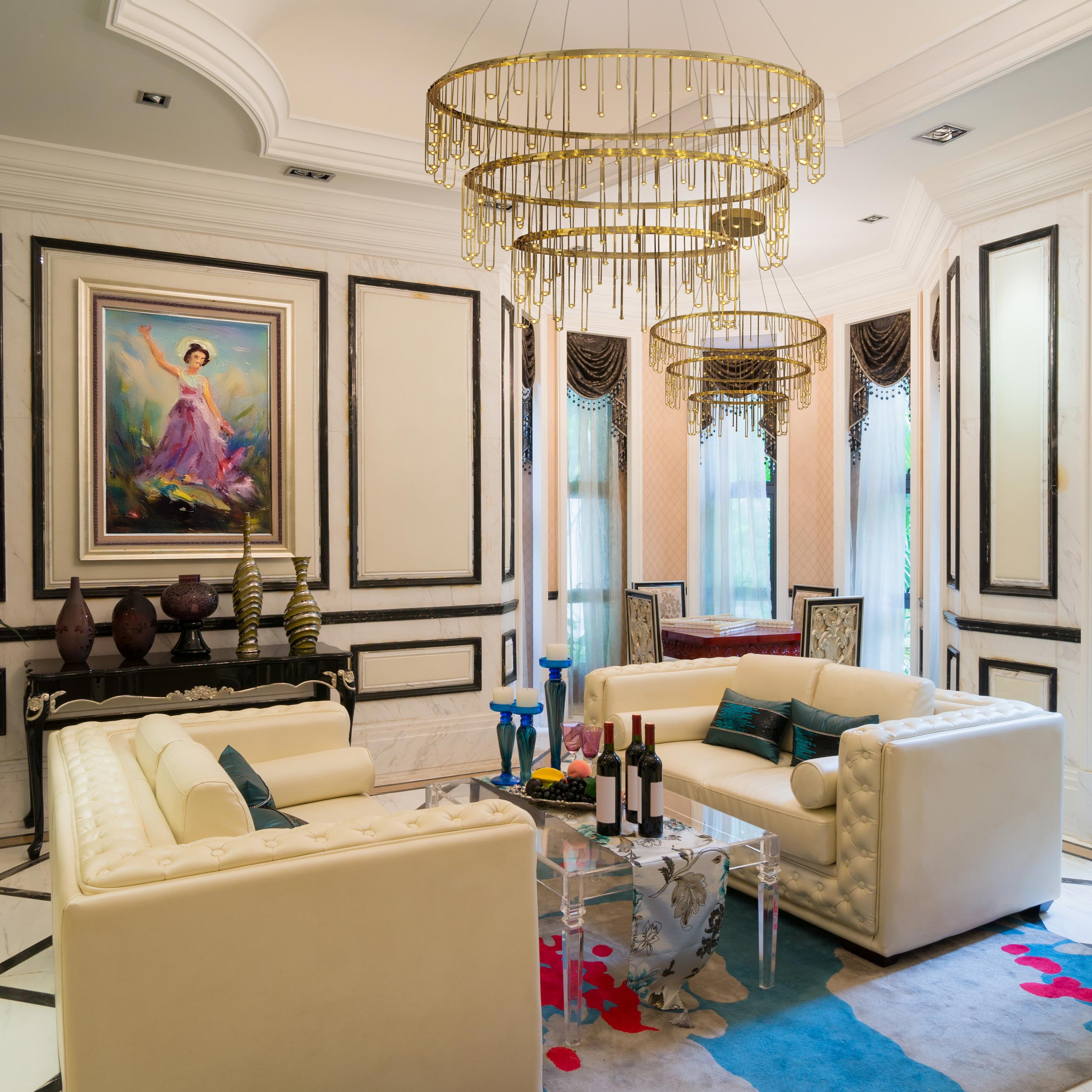 Lucerna 3 Tier - LED Chandelier in Stainless Steel Gold - - Golden Lighting