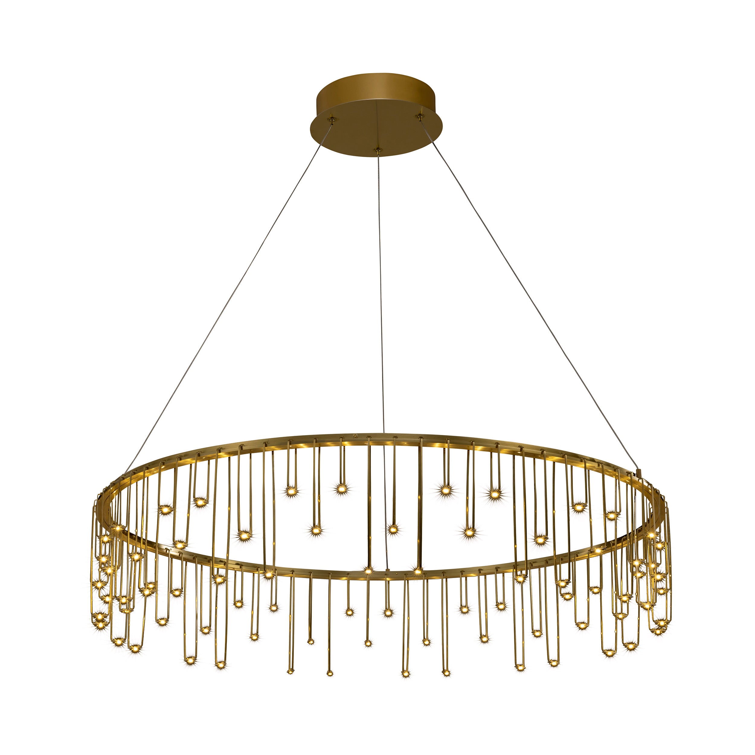 Golden Lighting Lucerna Integrated LED 32in Chandelier in Stainless Steel Gold - - Golden Lighting