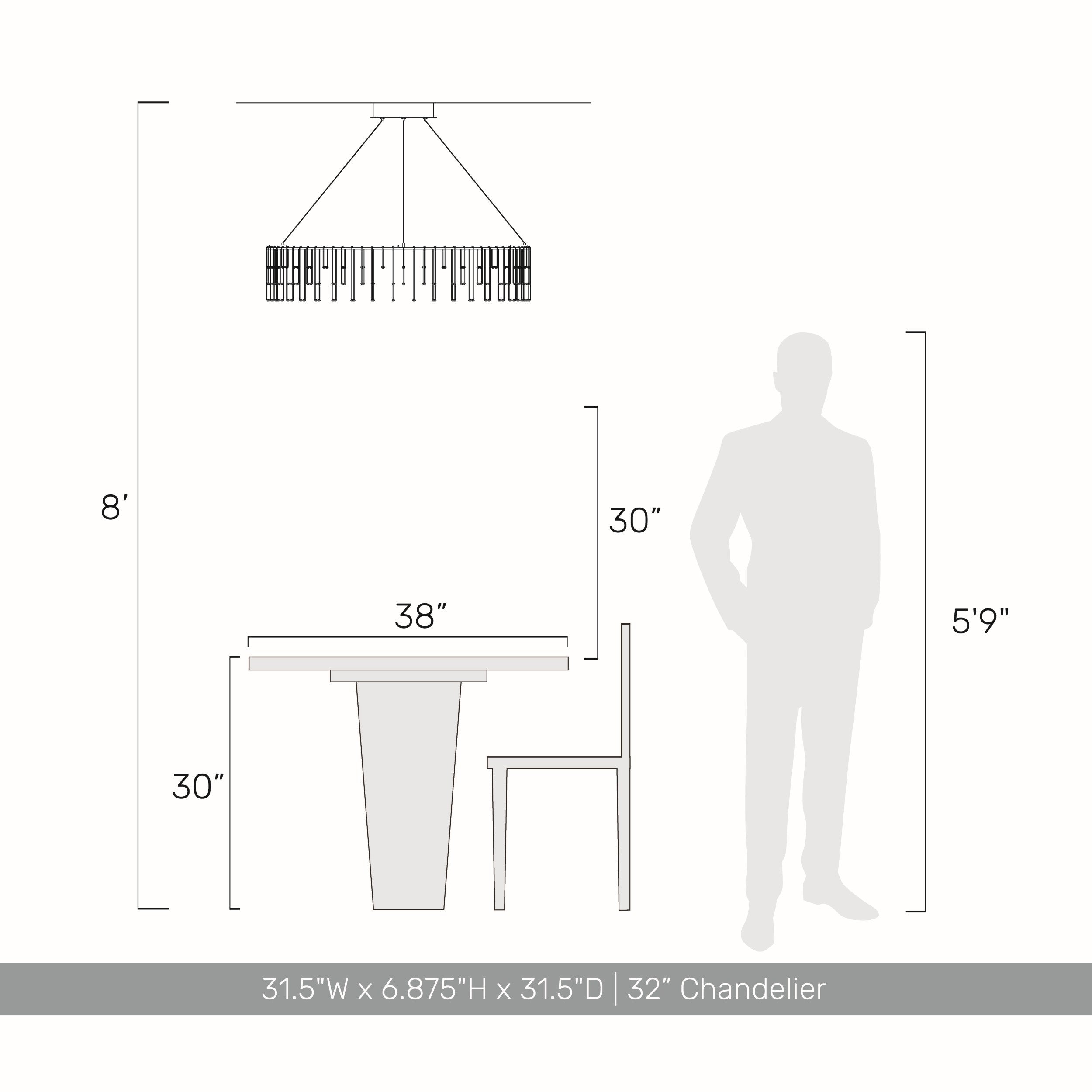 Golden Lighting Lucerna Integrated LED 32in Chandelier in Stainless Steel Gold - - Golden Lighting