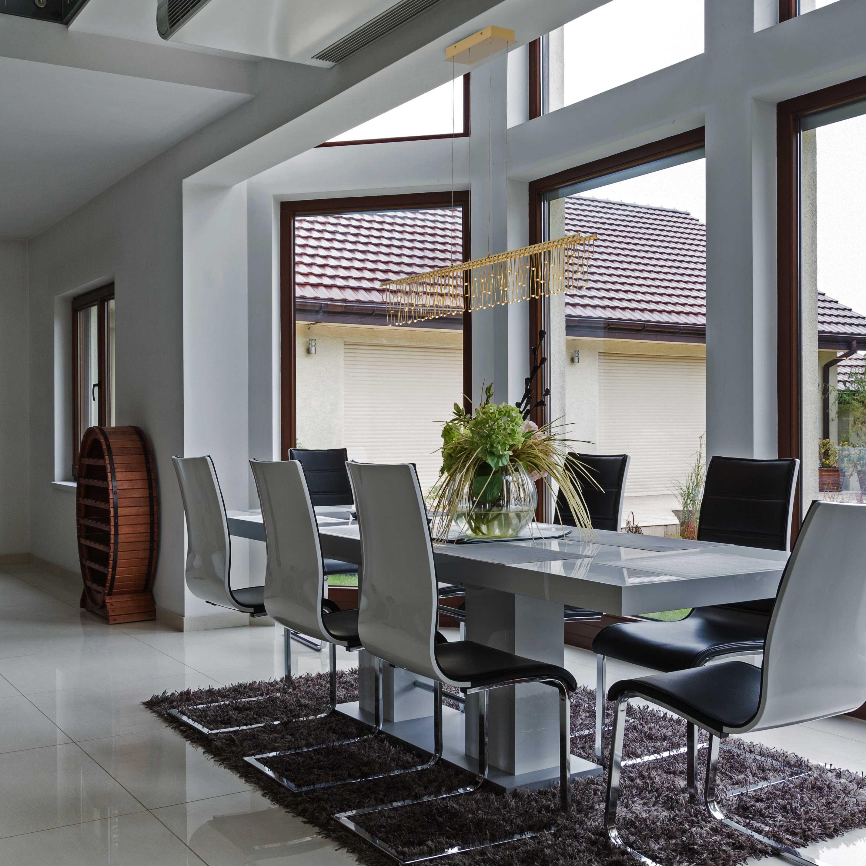 Lucerna 48" LED Linear Pendant in Stainless Steel Gold - - Golden Lighting