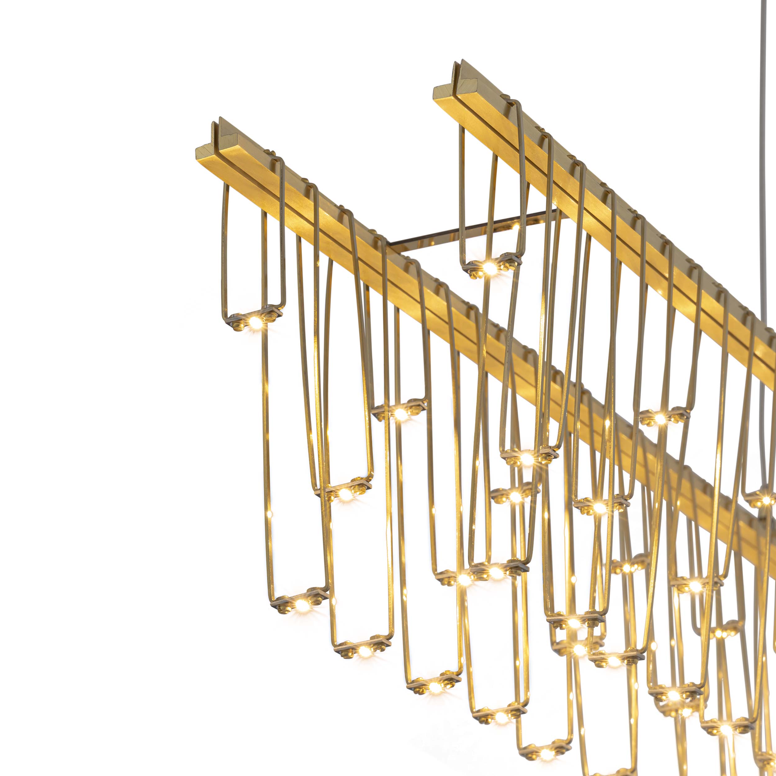 Lucerna 48" LED Linear Pendant in Stainless Steel Gold - - Golden Lighting
