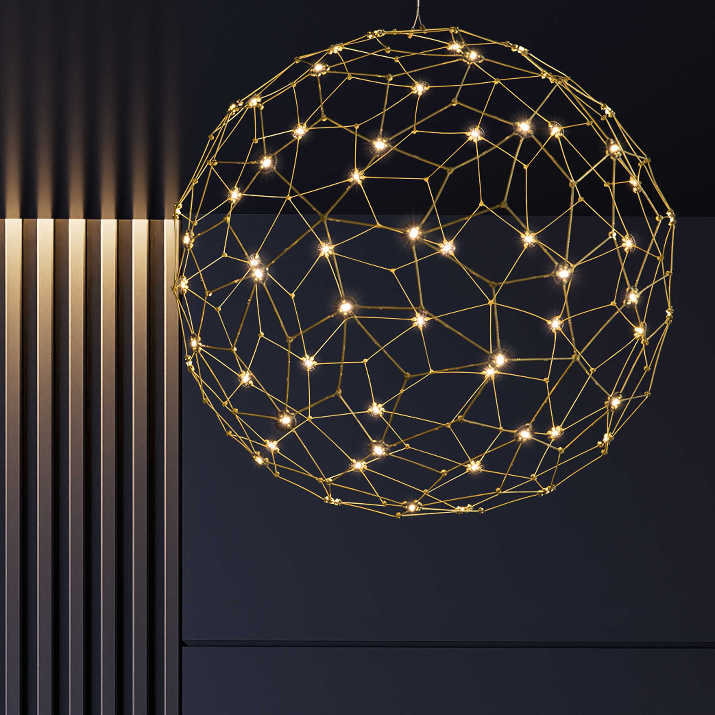 Golden Lighting Spheris Integrated LED 16in Pendant in Natural Brass - - Golden Lighting
