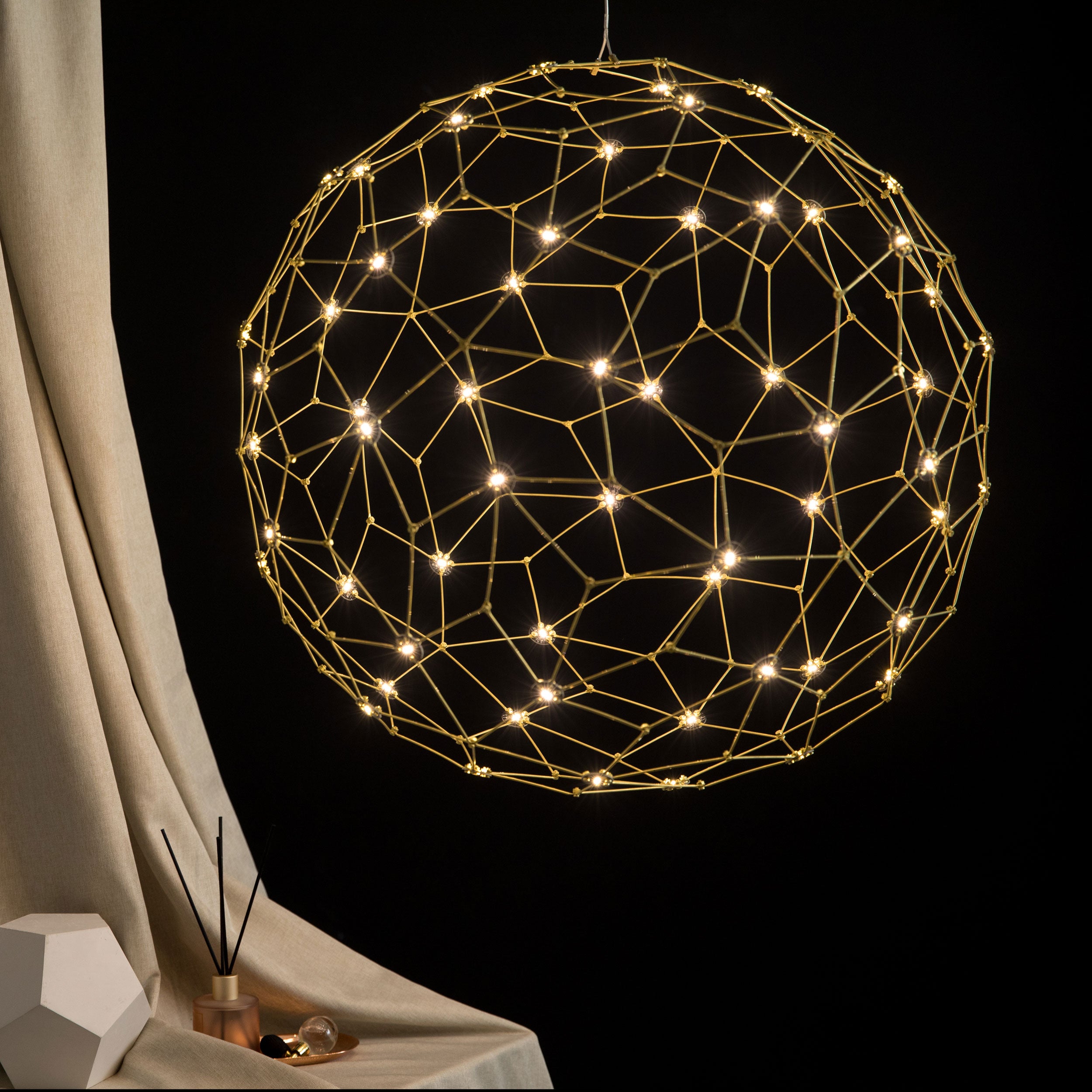 Golden Lighting Spheris Integrated LED 32in Pendant in Natural Brass